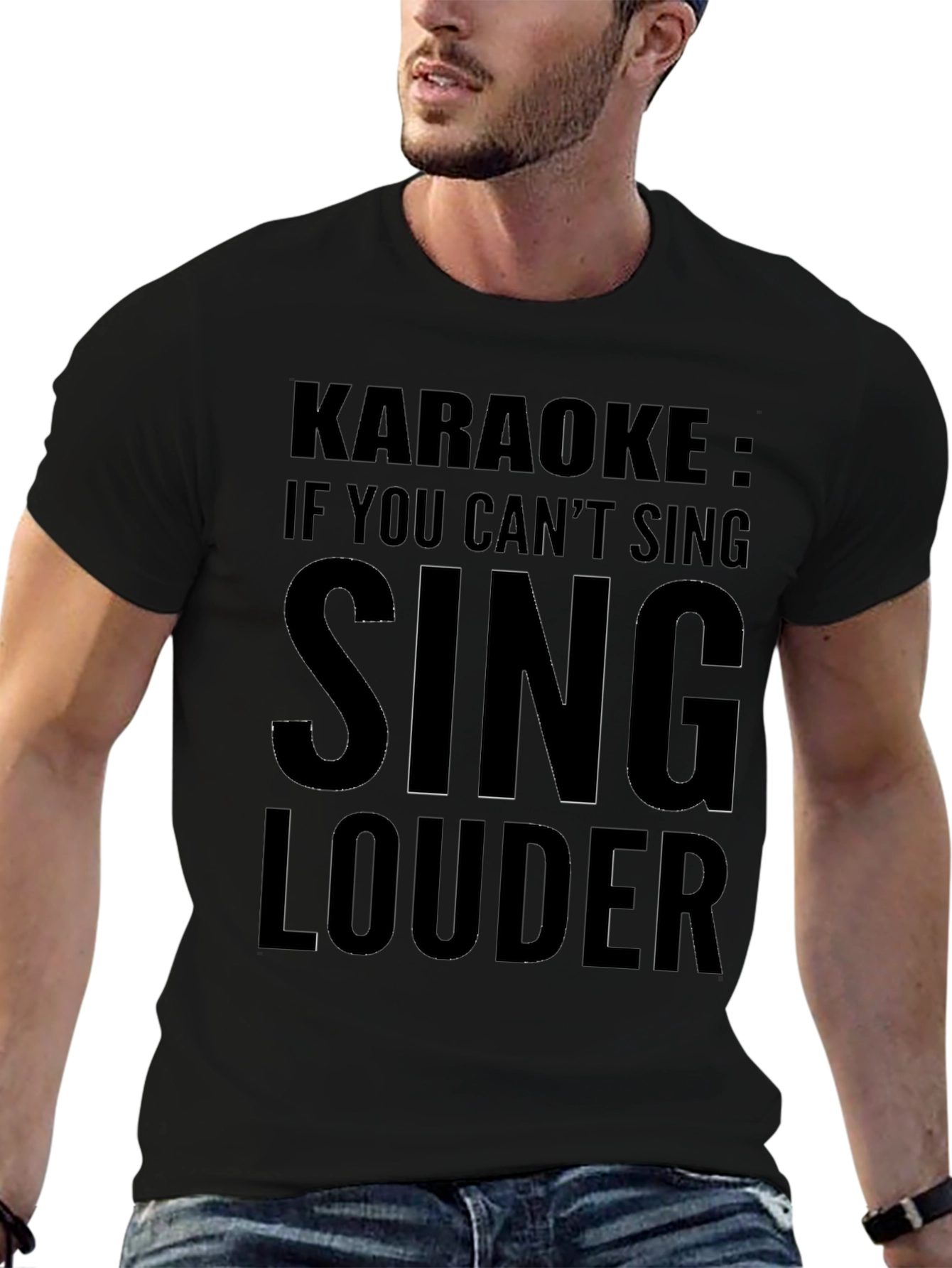 Karaoke Sing Louder Black T-Shirt