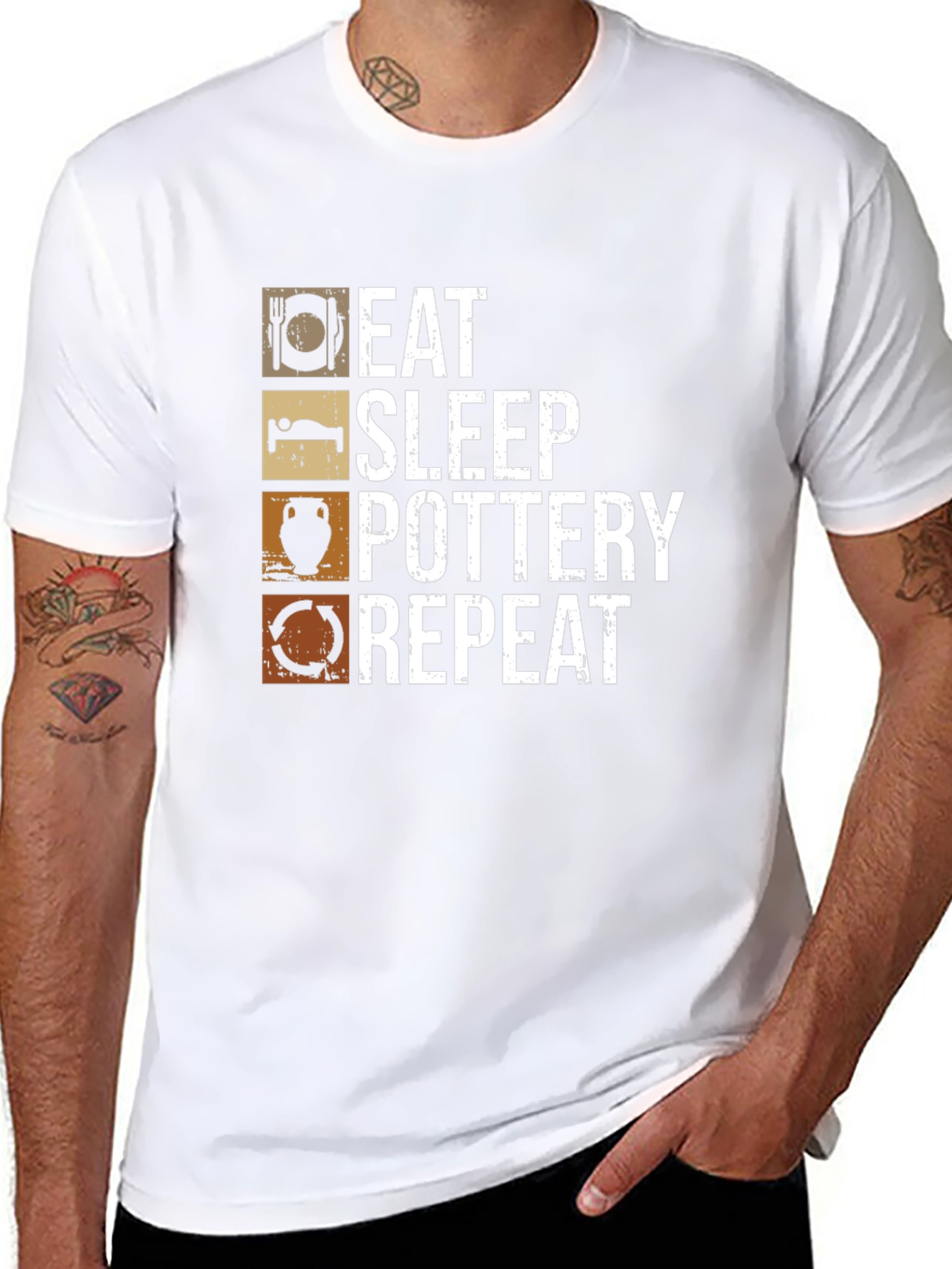 Eat Sleep Pottery Repeat Graphic Tee