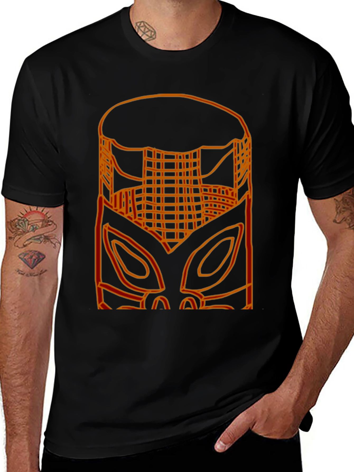 Tribal Mask Graphic Tee - Mens Black T-Shirt
