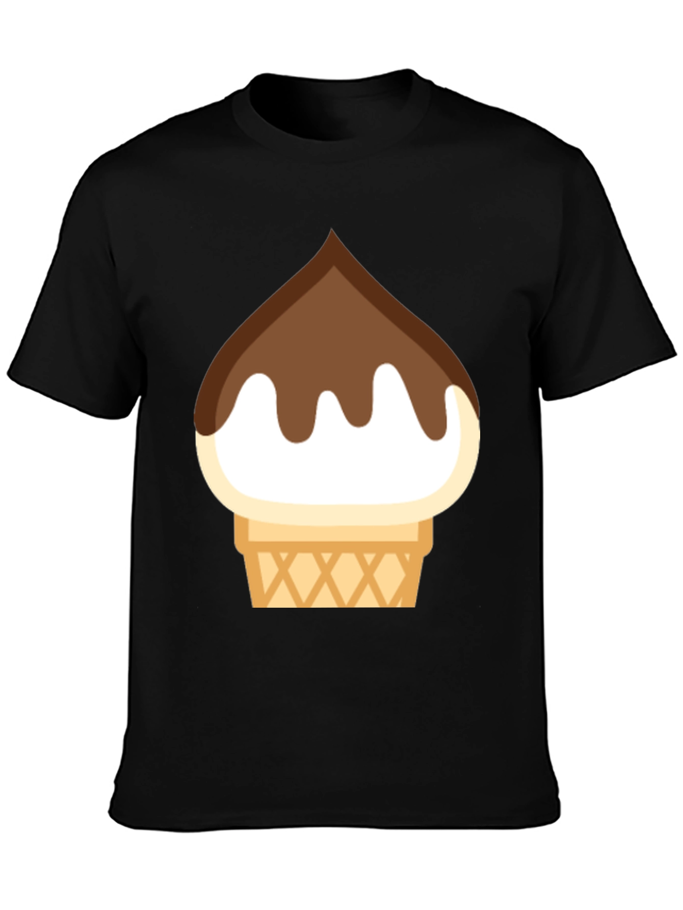 Ice Cream Cone Graphic Tee - Black Cotton T-Shirt
