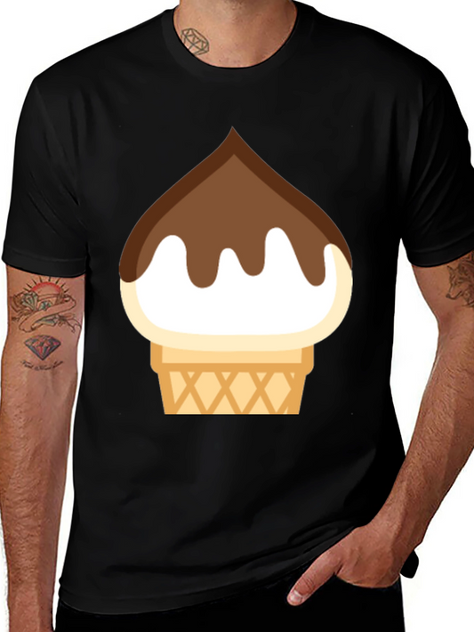 Ice Cream Cone Graphic Tee - Black Cotton T-Shirt