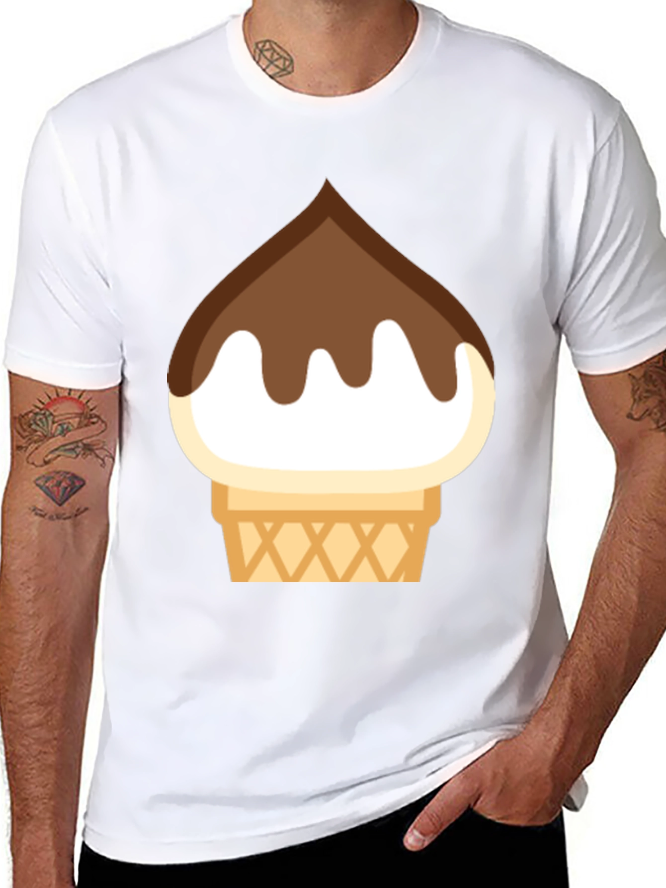 Ice Cream Cone Graphic Tee - Black Cotton T-Shirt