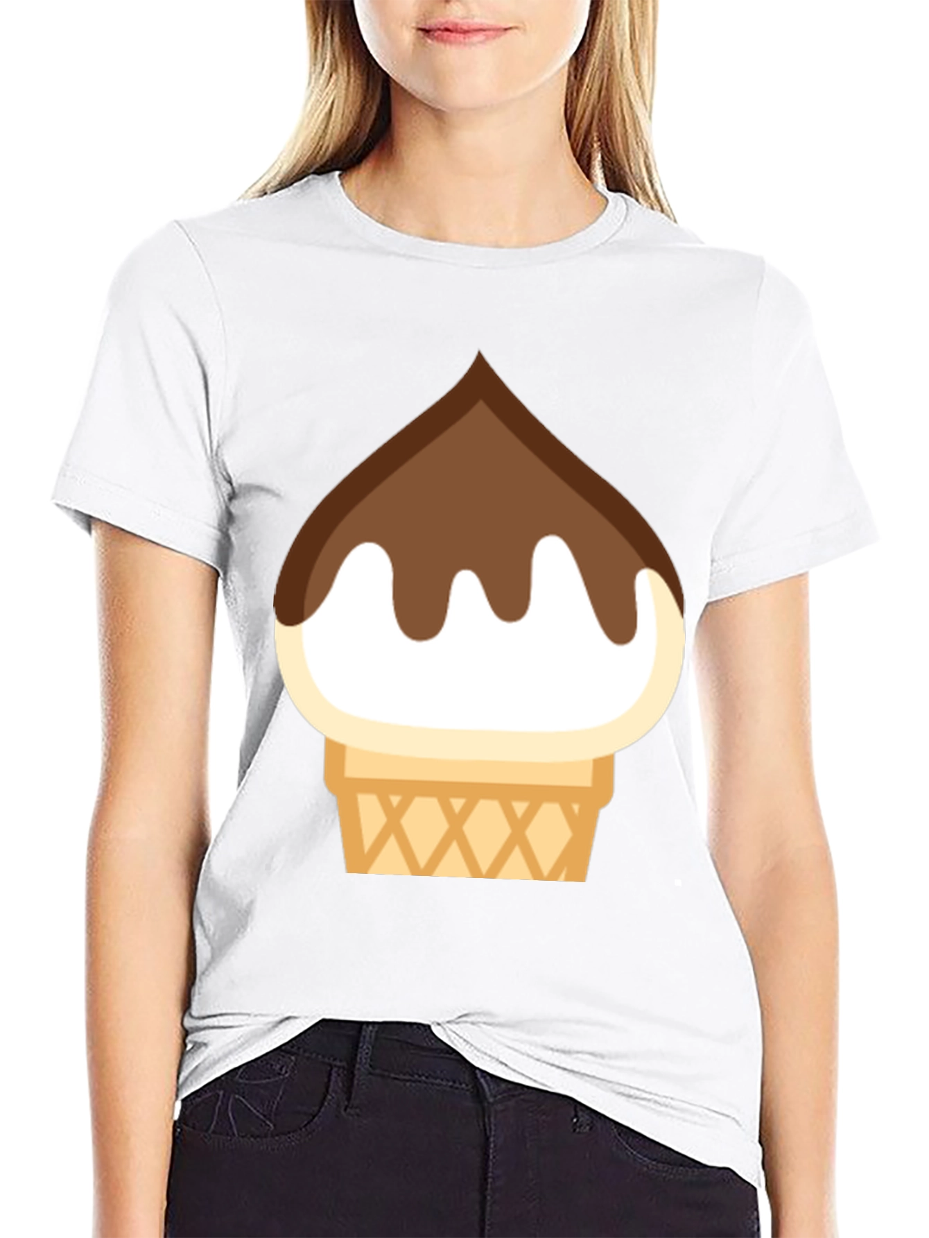 Ice Cream Cone Graphic Tee - Black Cotton T-Shirt