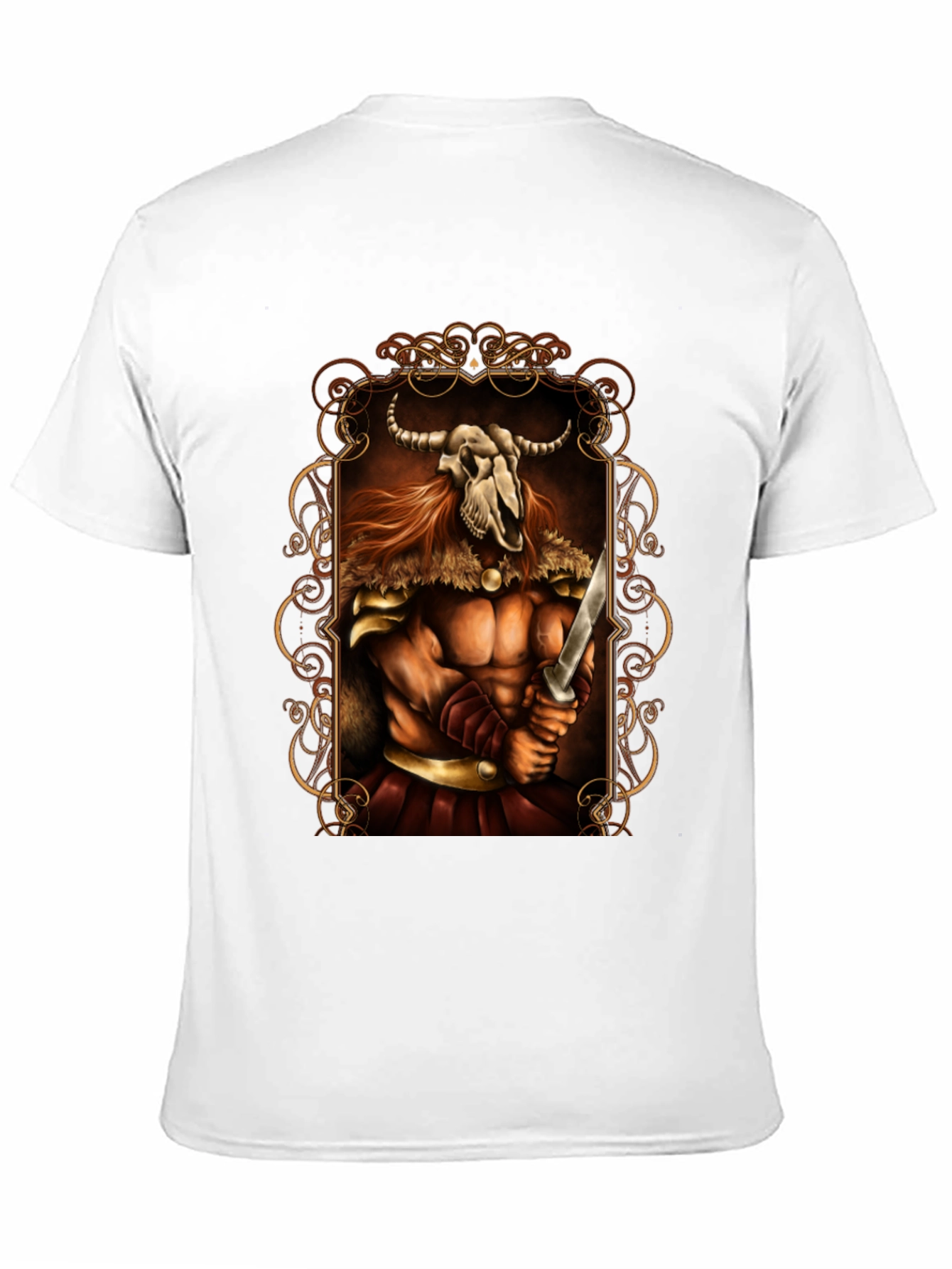 Viking Skull Warrior Graphic Tee - Black