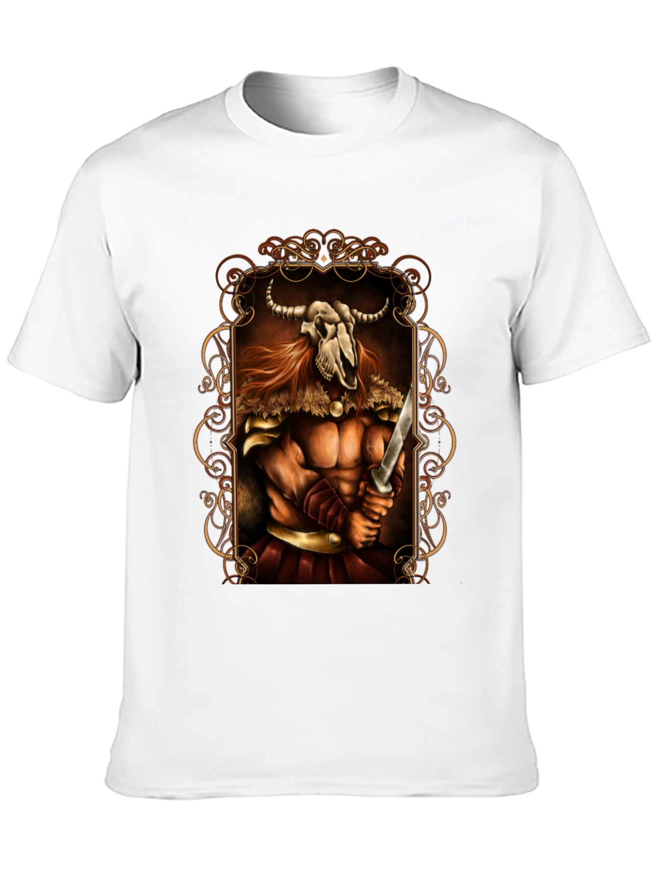 Viking Skull Warrior Graphic Tee - Black
