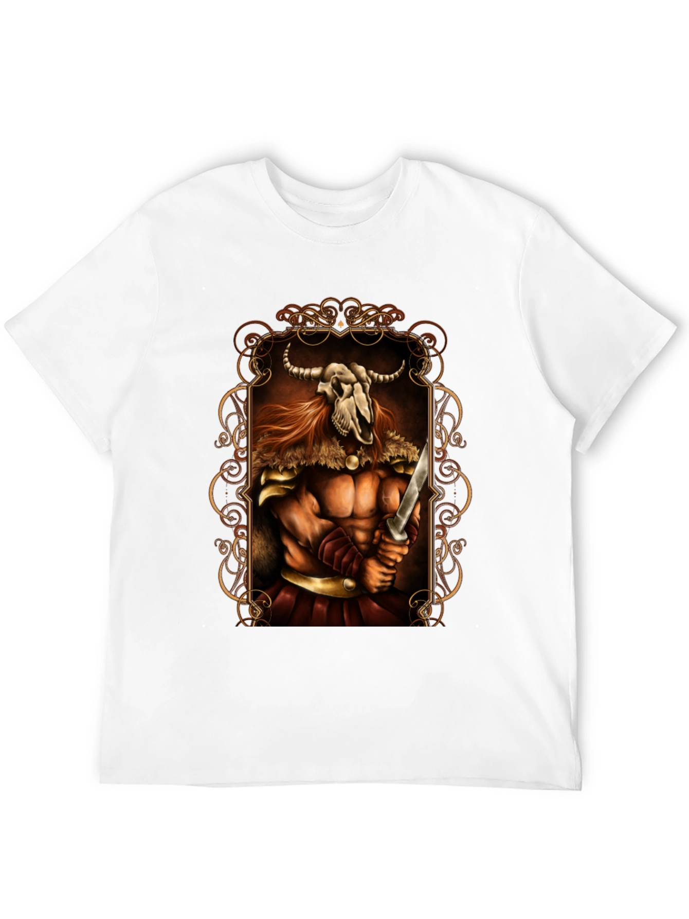 Viking Skull Warrior Graphic Tee - Black
