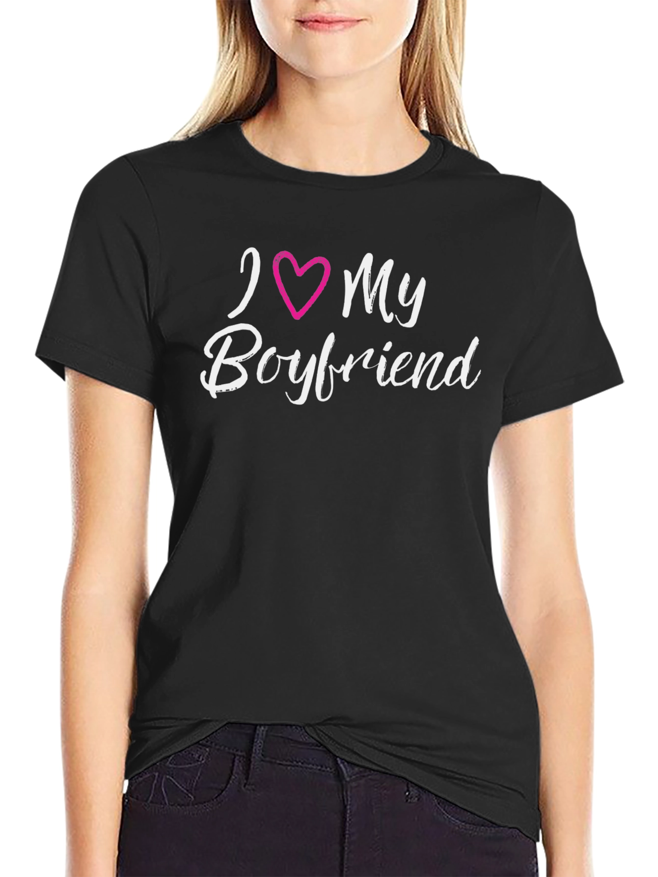 I Love My Boyfriend Graphic Tee - Black