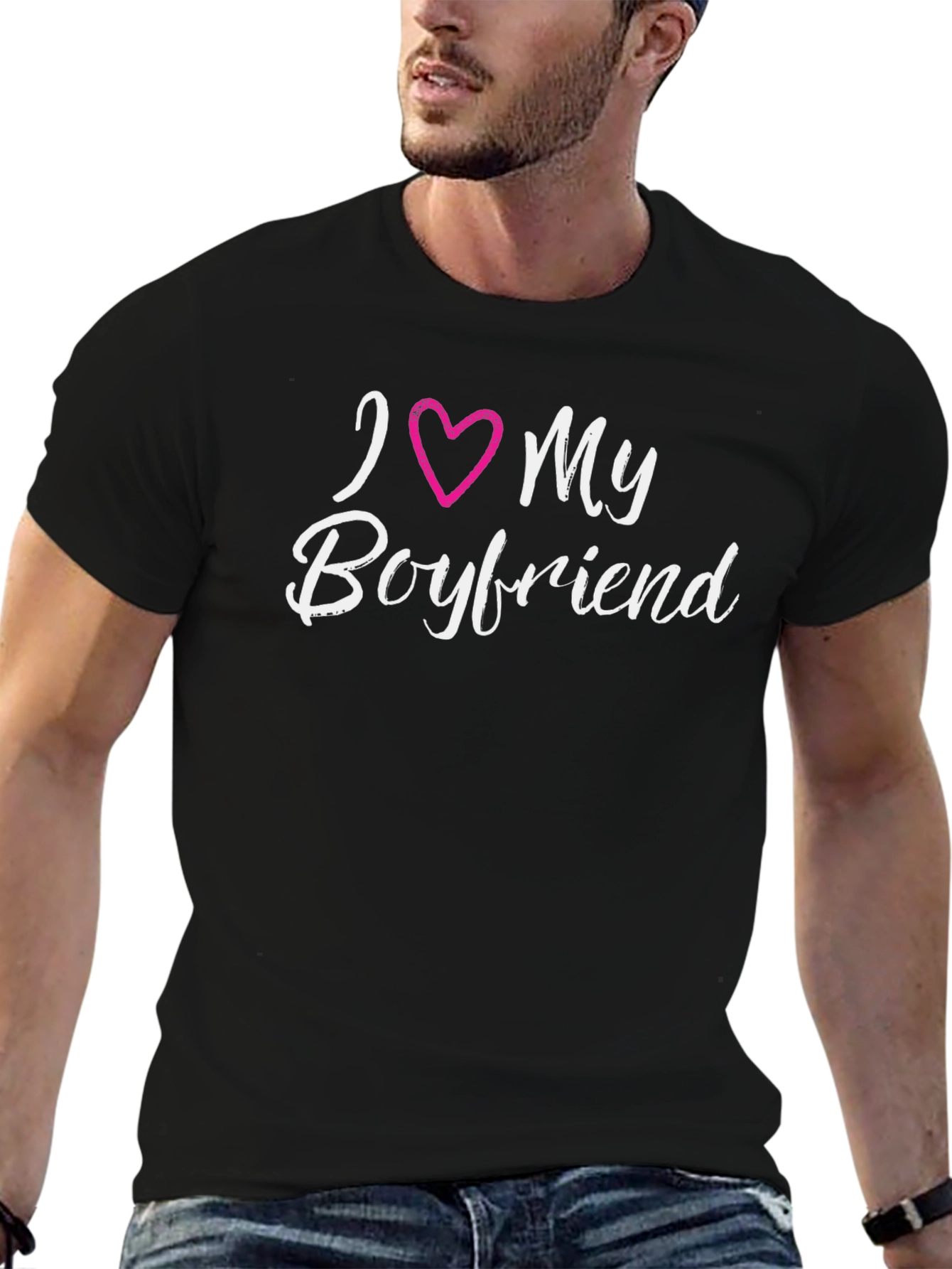 I Love My Boyfriend Graphic Tee - Black