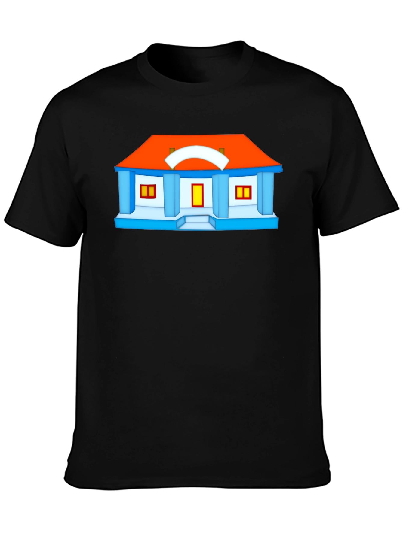 Cartoon House Graphic Tee - Black T-Shirt