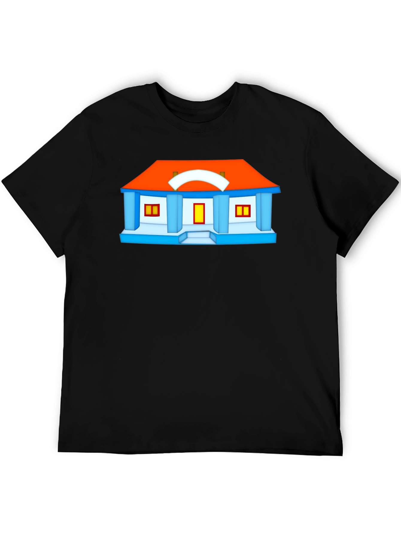 Cartoon House Graphic Tee - Black T-Shirt