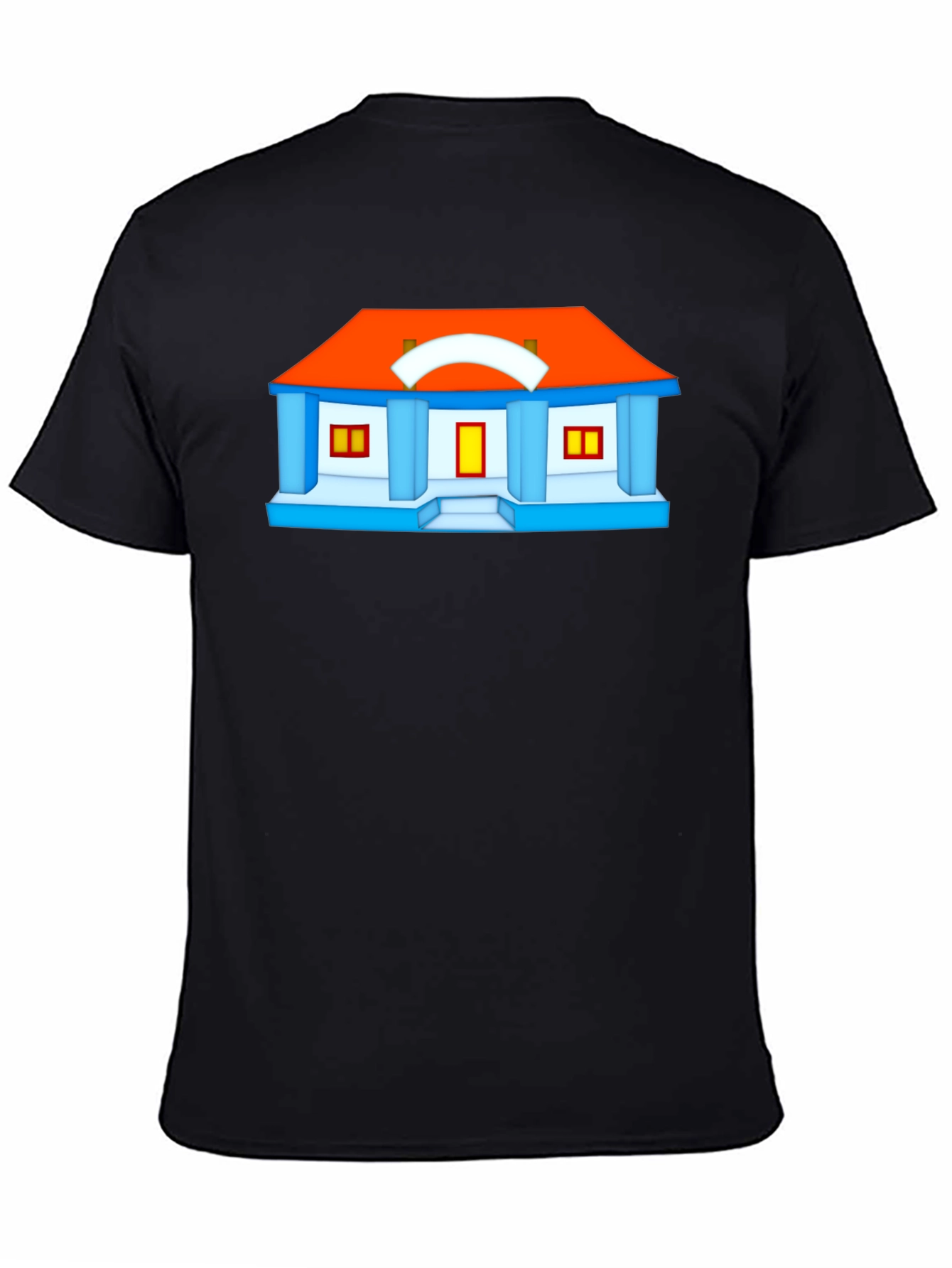 Cartoon House Graphic Tee - Black T-Shirt