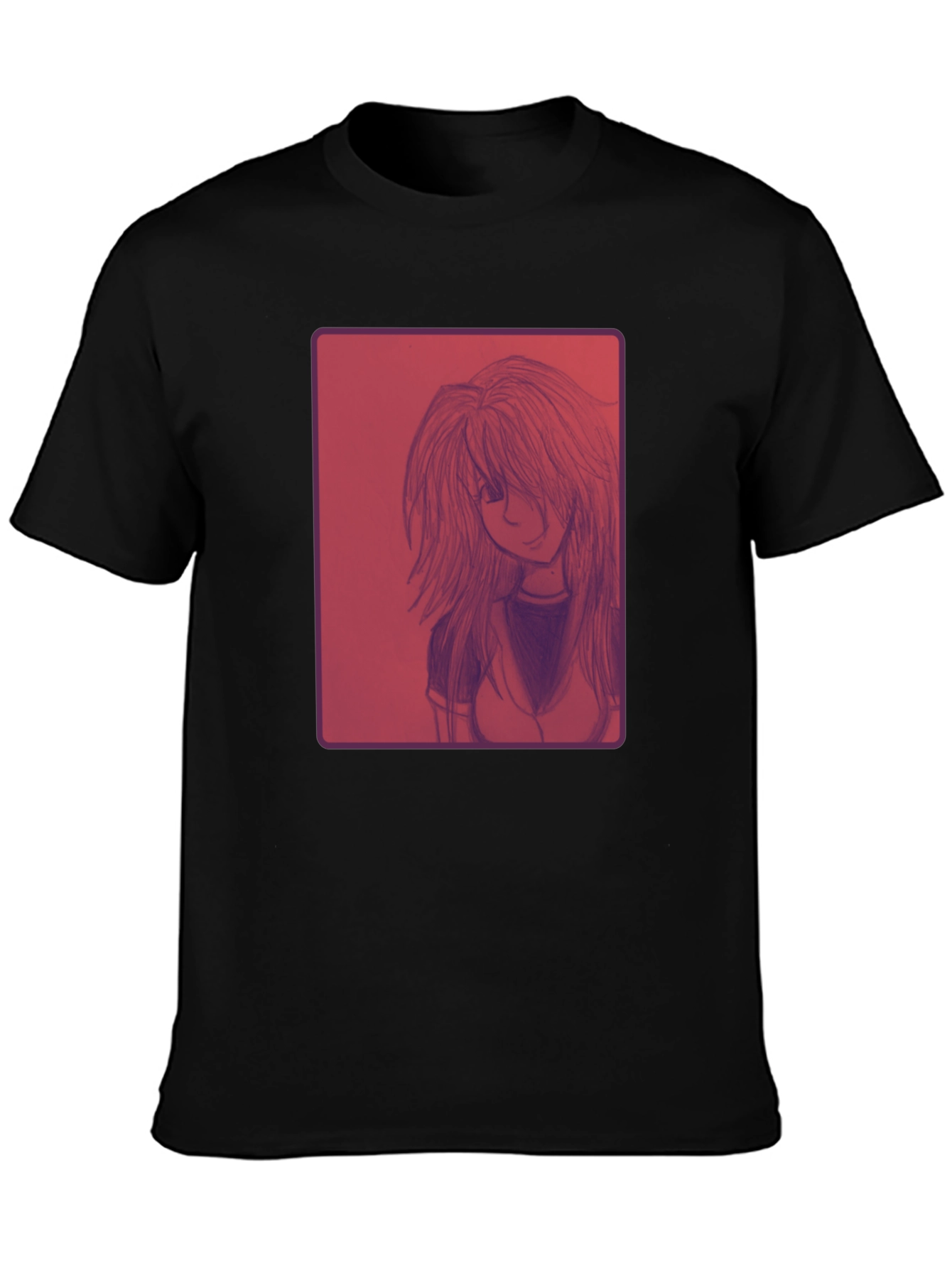 Anime Girl Graphic Print Black T-Shirt