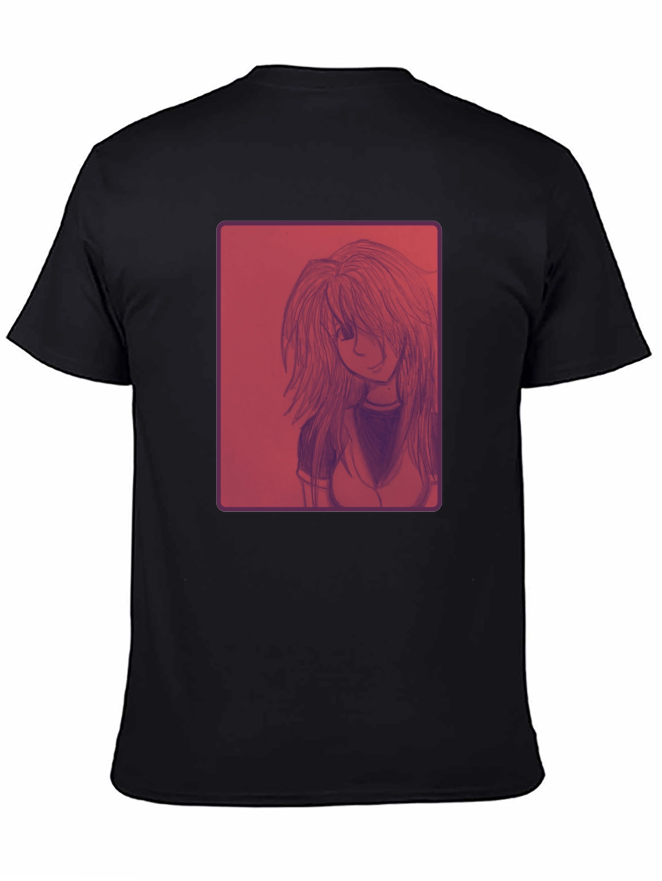 Anime Girl Graphic Print Black T-Shirt