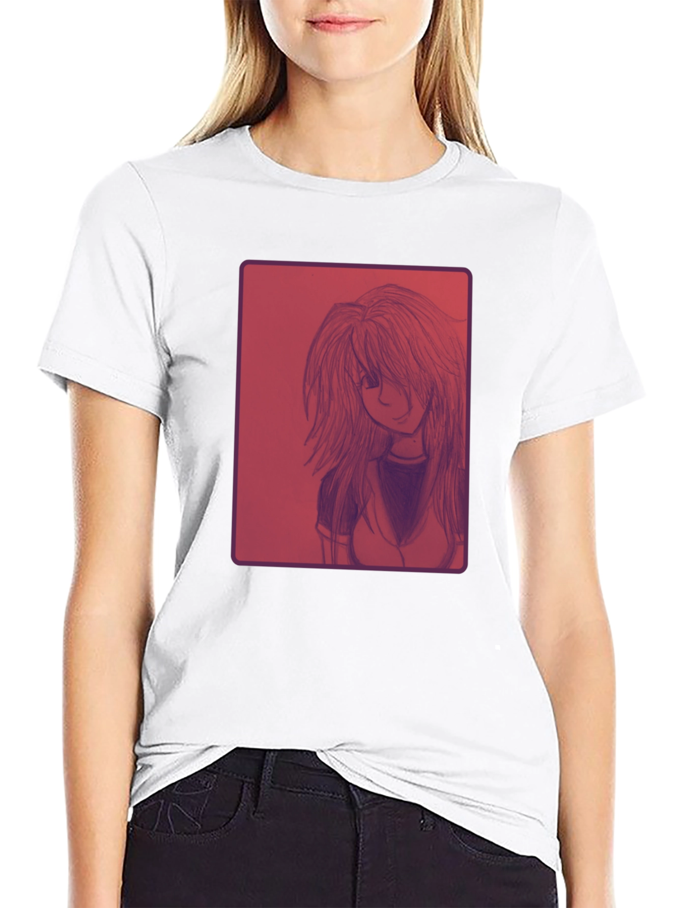 Anime Girl Graphic Print Black T-Shirt