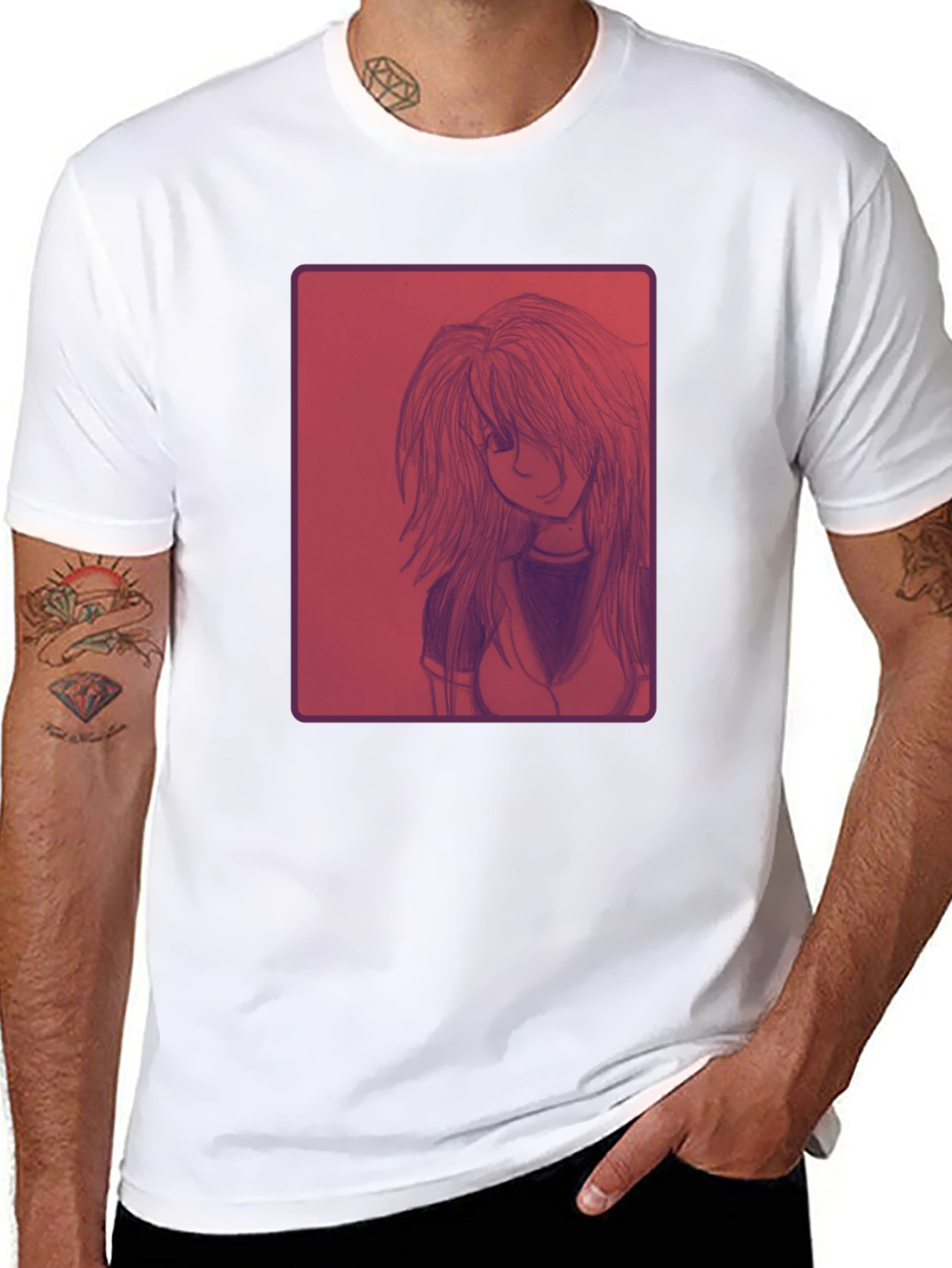 Anime Girl Graphic Print Black T-Shirt