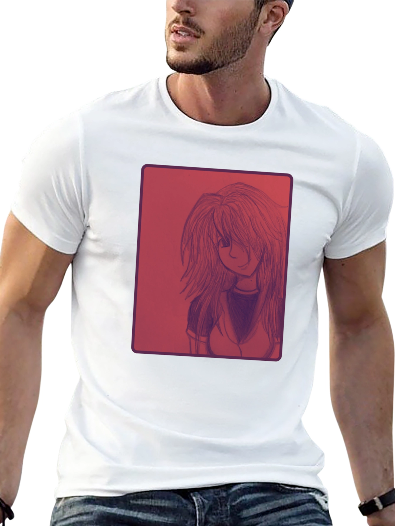 Anime Girl Graphic Print Black T-Shirt