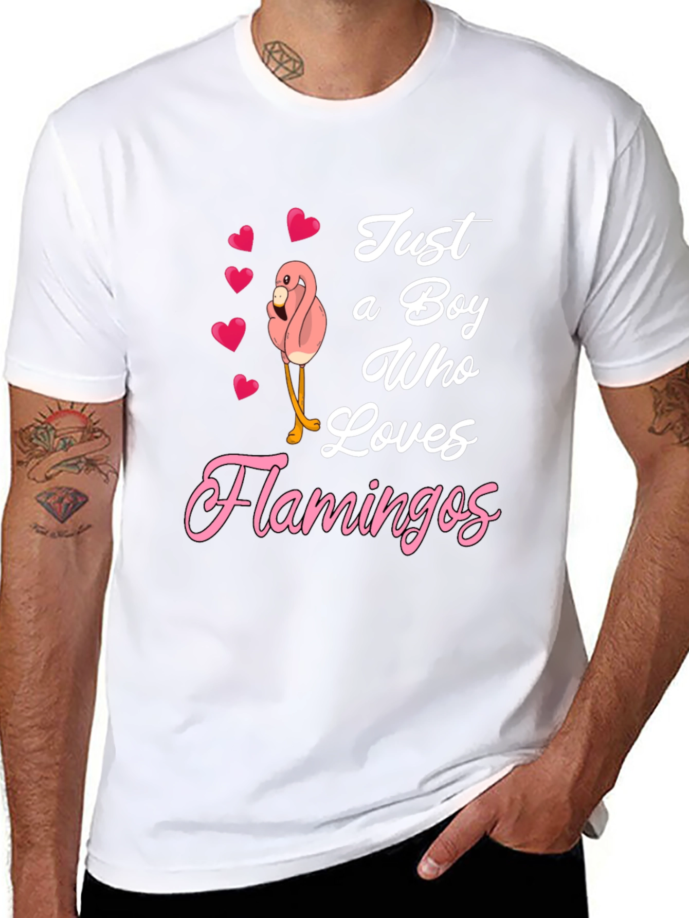 Boy Loves Flamingos Graphic T-Shirt