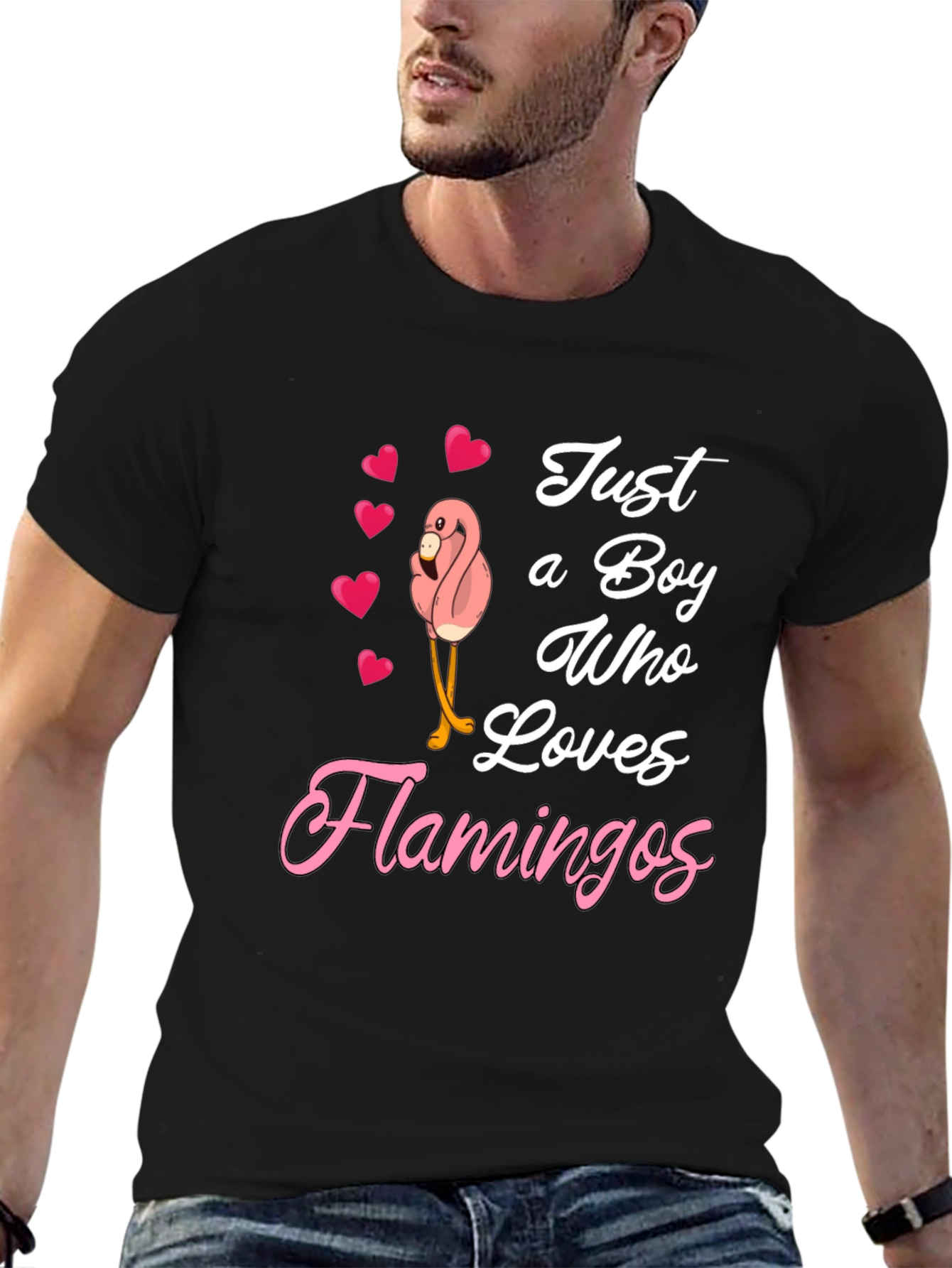Boy Loves Flamingos Graphic T-Shirt