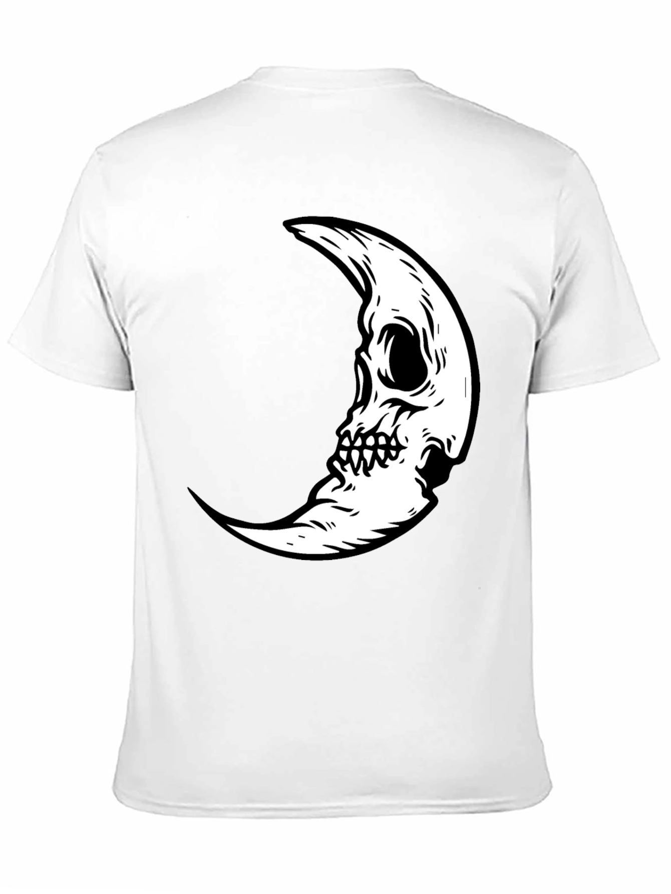 Skull Moon Graphic Tee - Black Cotton Casual T-Shirt