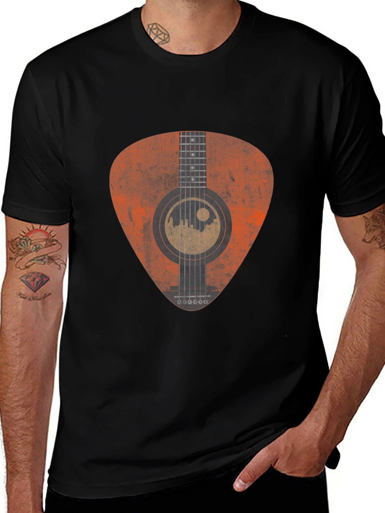 Acoustic Guitar Pick Graphic Tee - Black