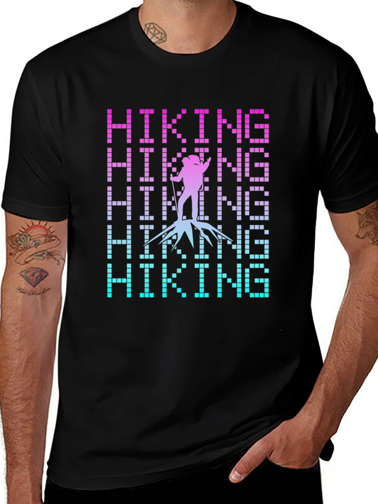 Hiking Pixel Art Graphic Tee - Black