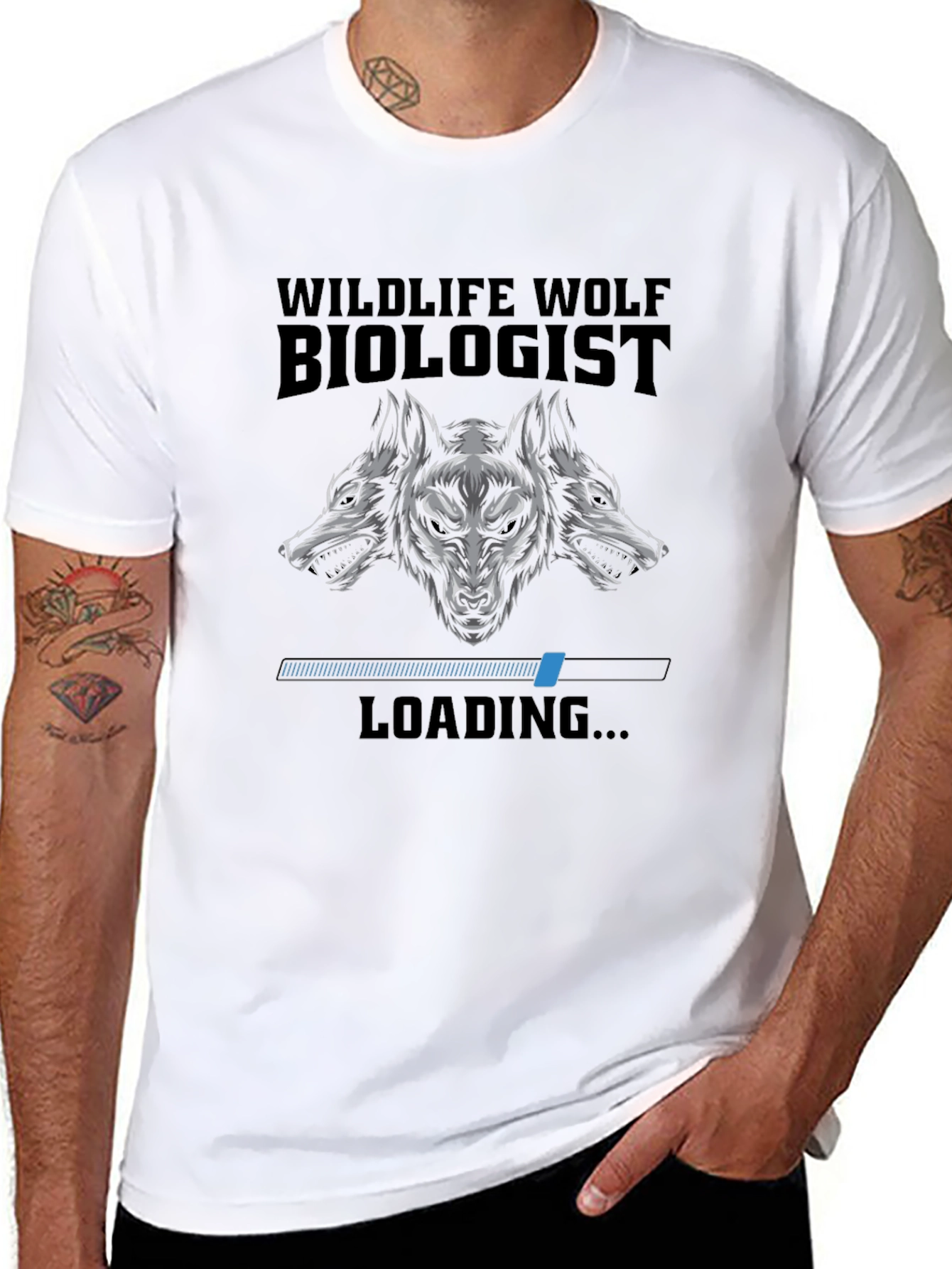 Wildlife Wolf Biologist Loading Graphic T-Shirt