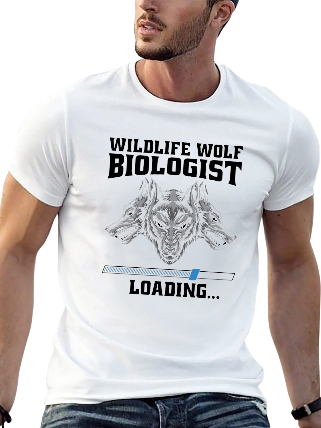 Wildlife Wolf Biologist Loading Graphic T-Shirt