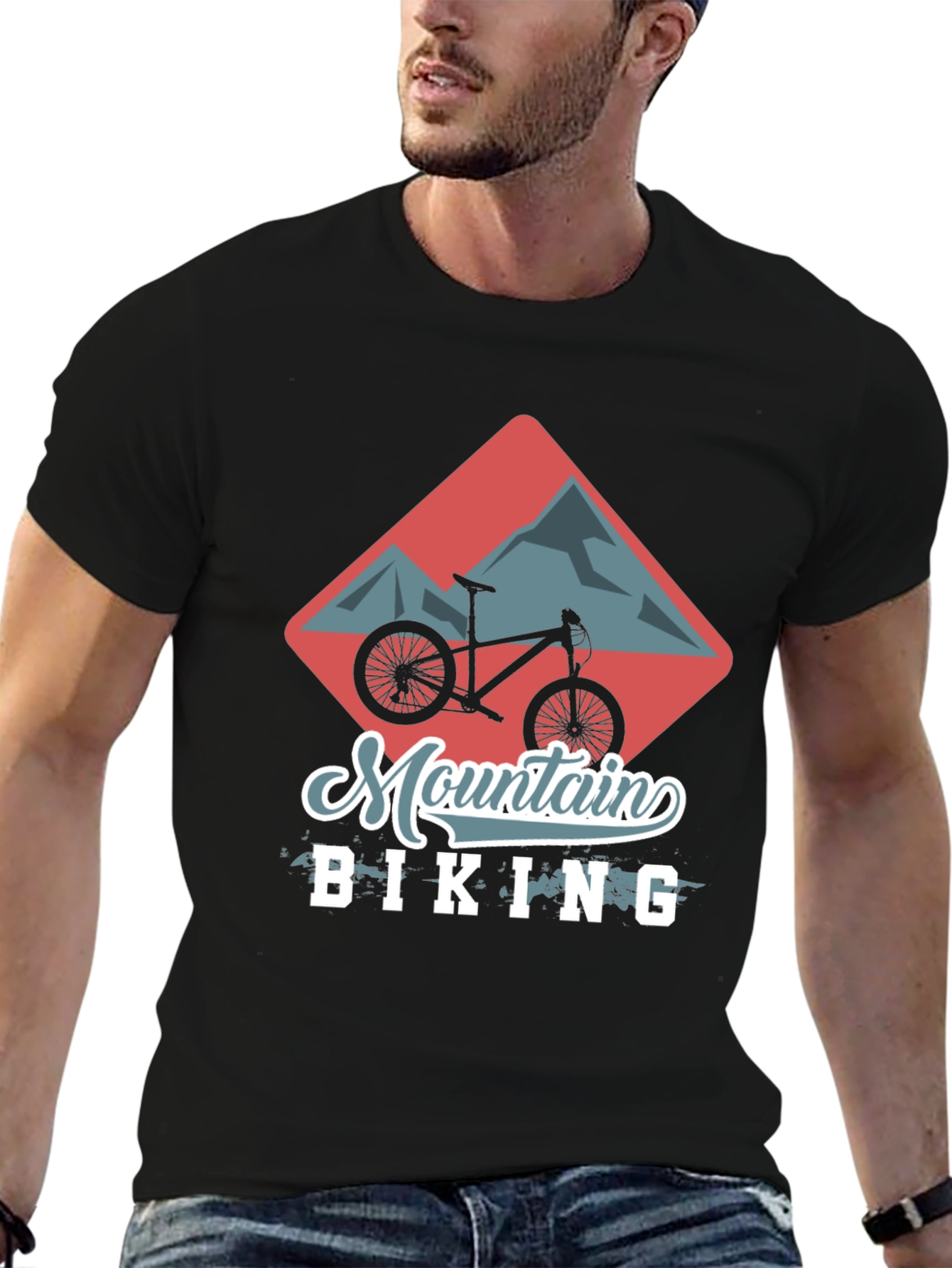 Mountain Biking Graphic Tee - Black