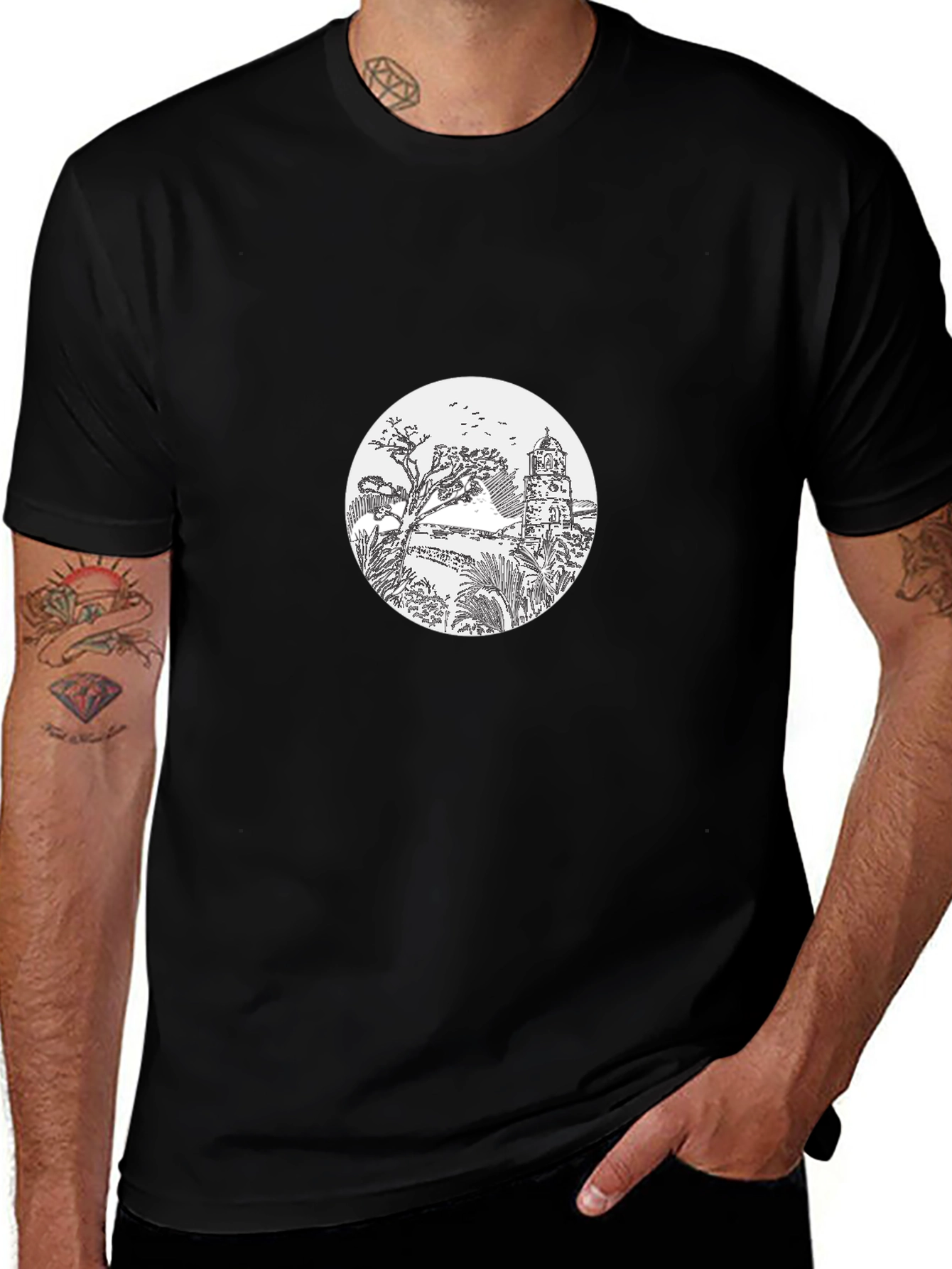 Scenic Tower Graphic Tee - Black