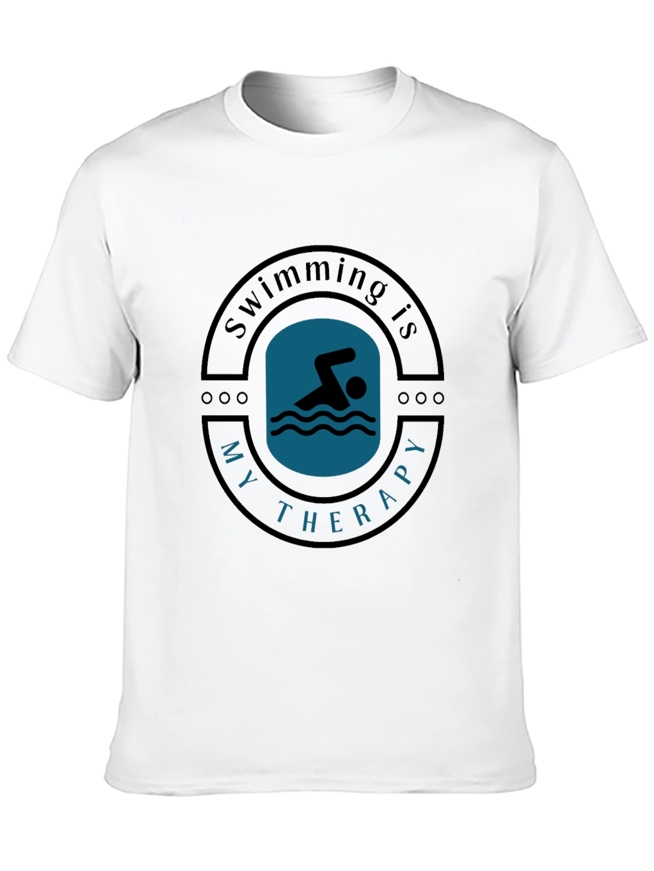 Swimming is My Therapy Black T-Shirt