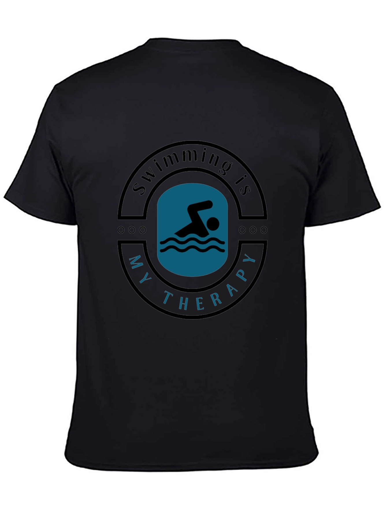 Swimming is My Therapy Black T-Shirt
