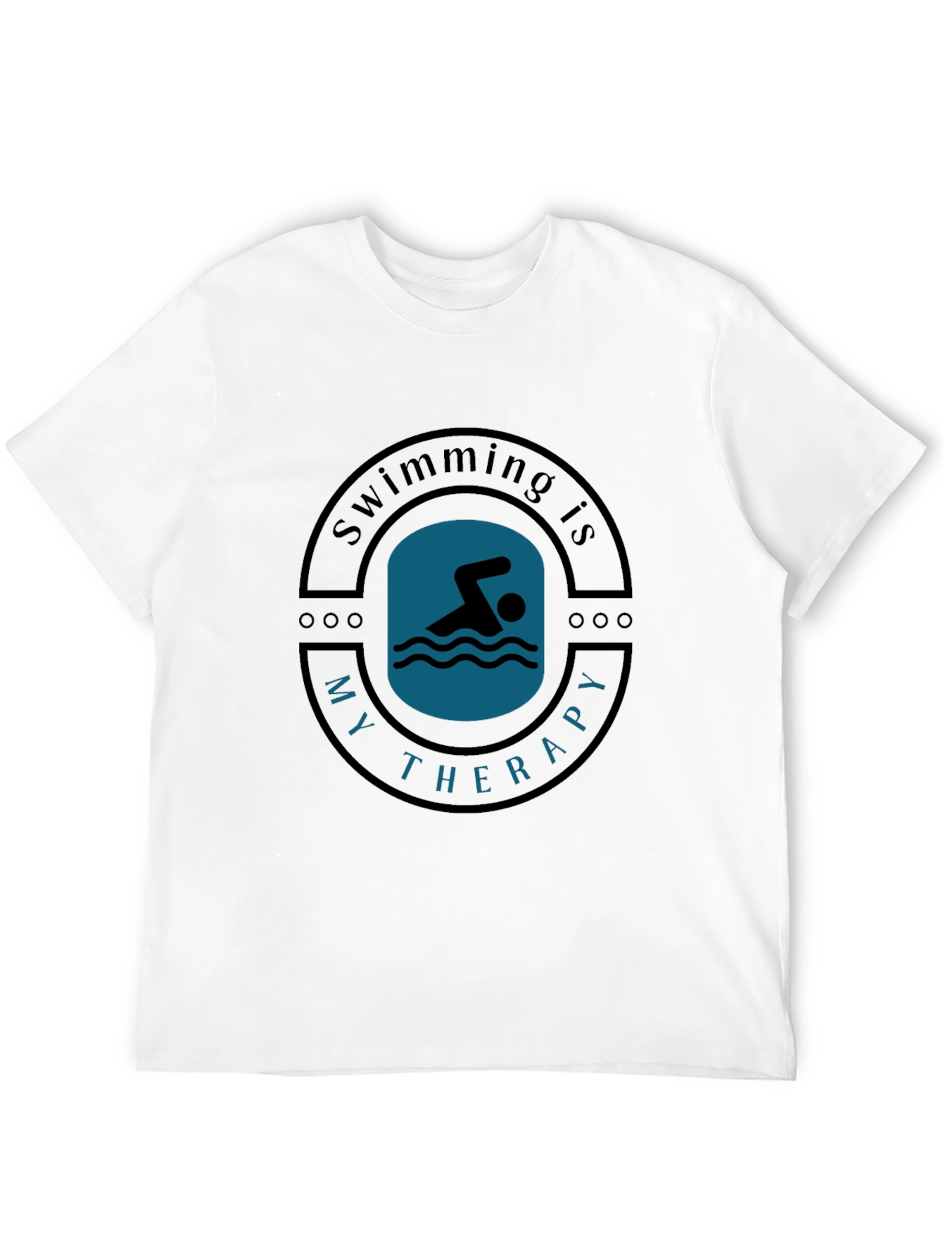 Swimming is My Therapy Black T-Shirt