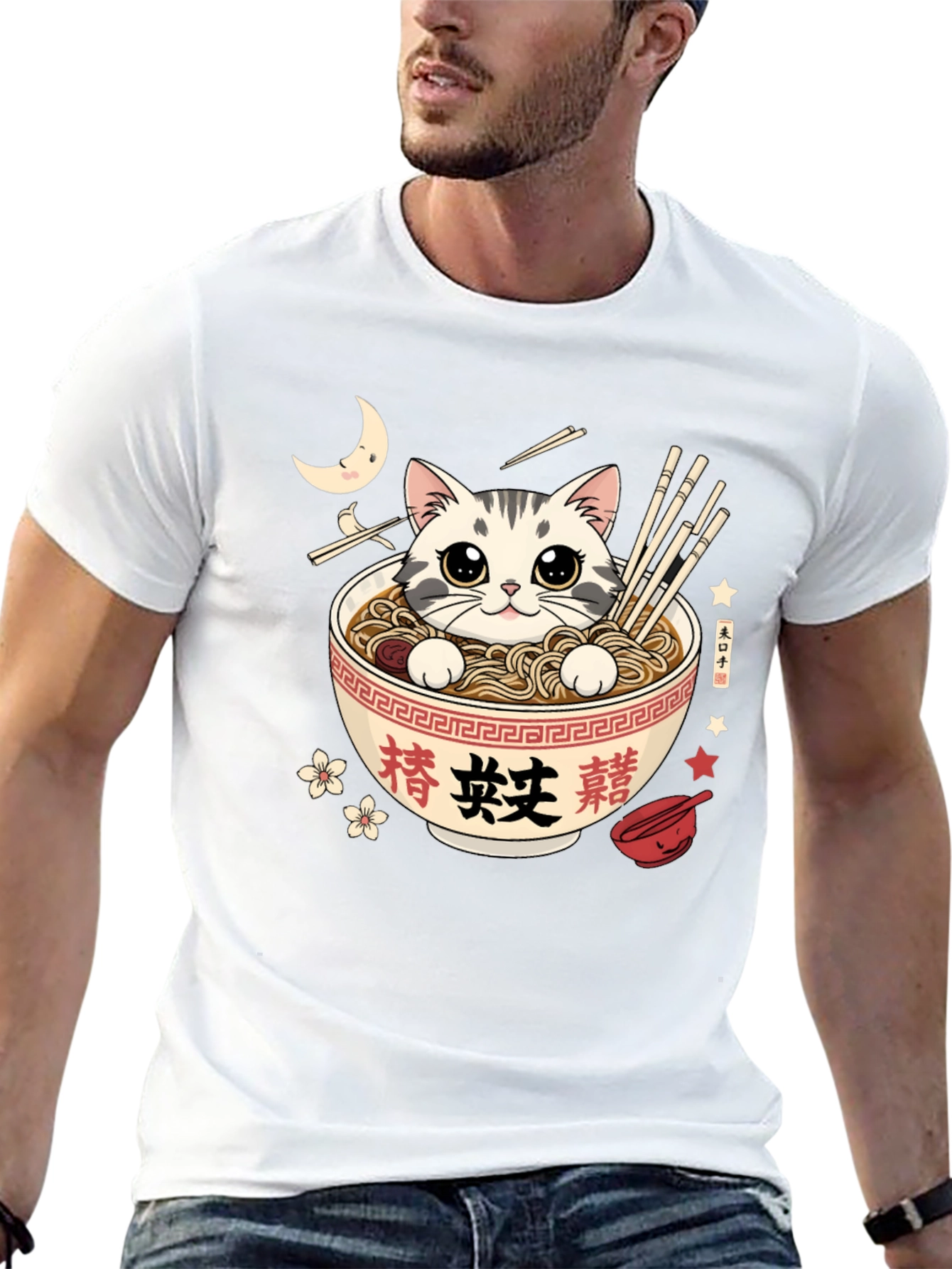 Ramen Cat Graphic Tee - Kawaii Style T-Shirt