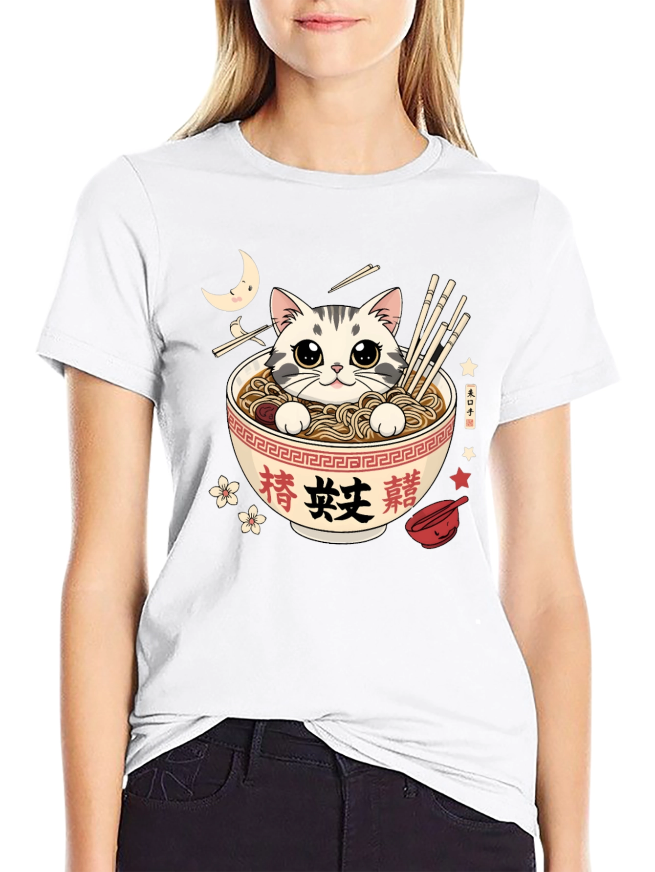 Ramen Cat Graphic Tee - Kawaii Style T-Shirt