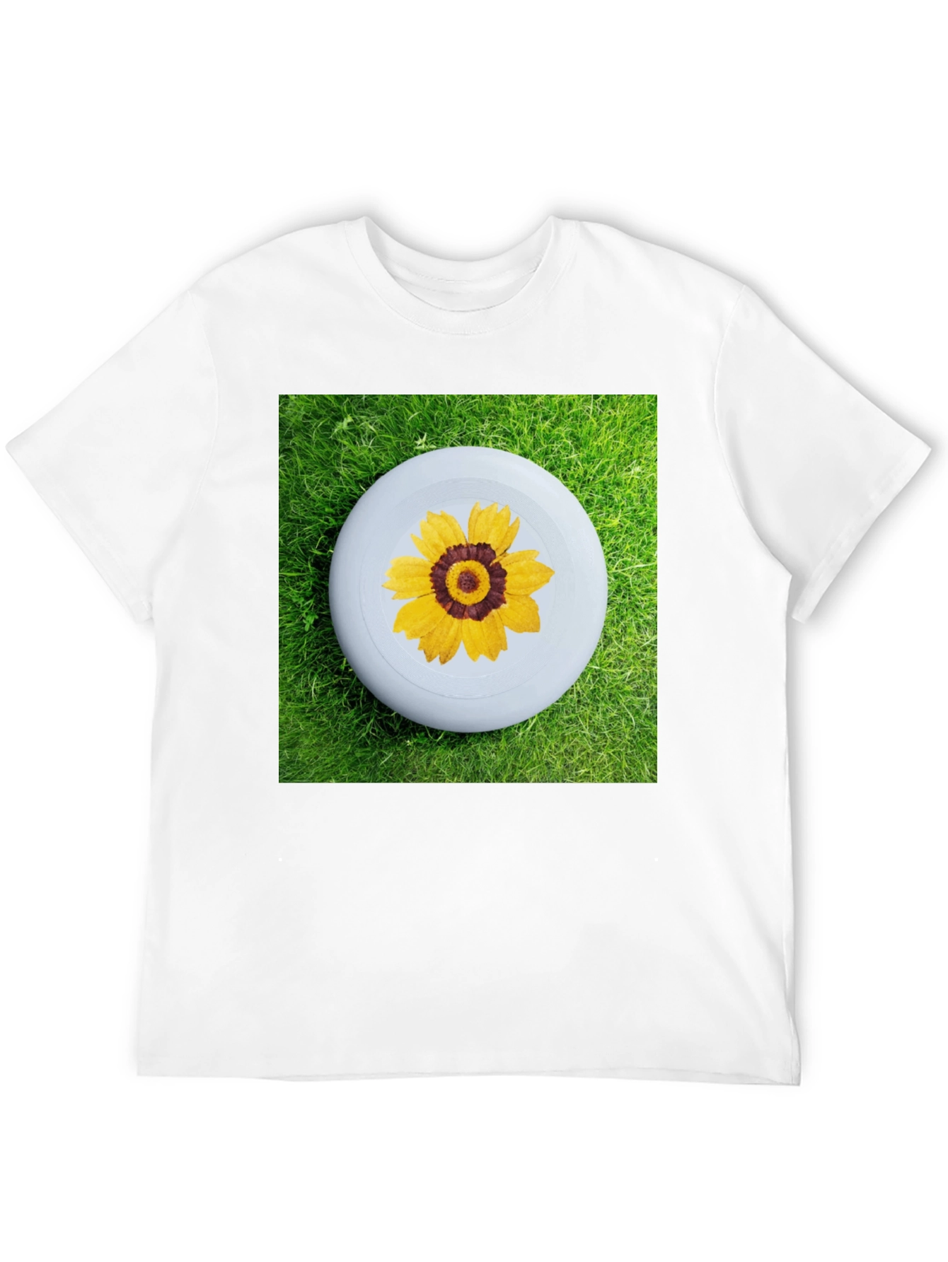 Black T-Shirt with Floral Disc Design