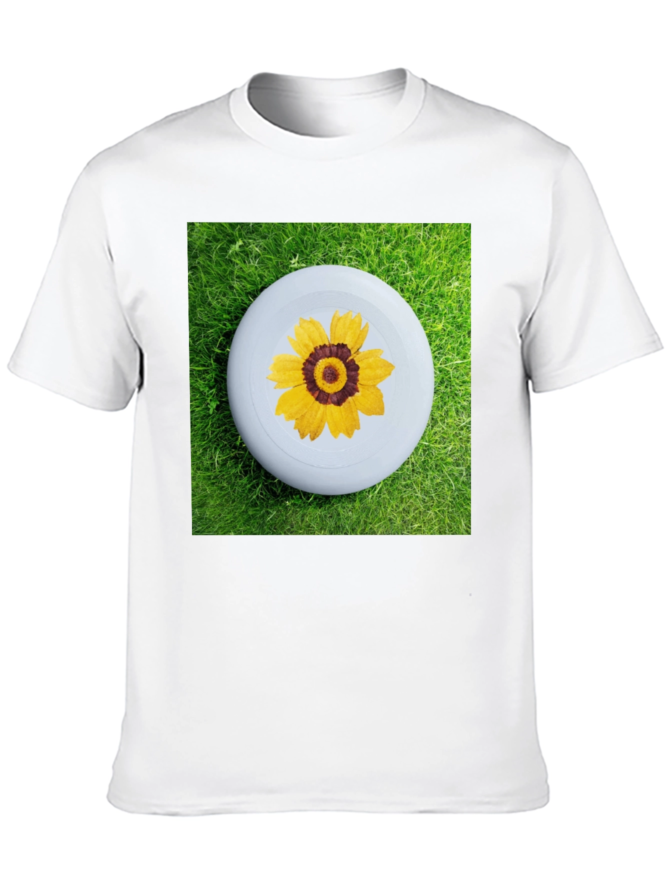 Black T-Shirt with Floral Disc Design