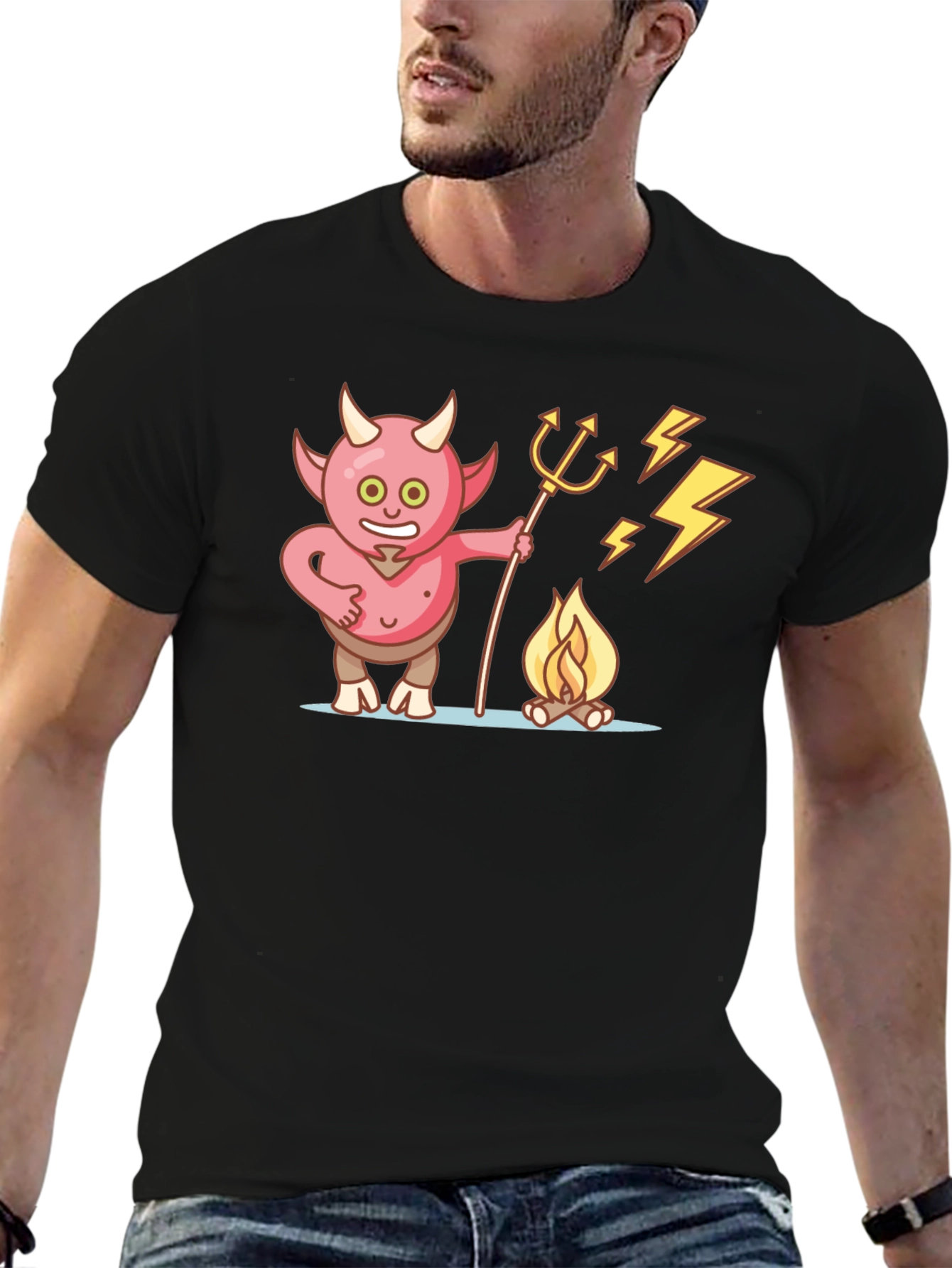 Devil Campfire Cartoon Graphic T-Shirt