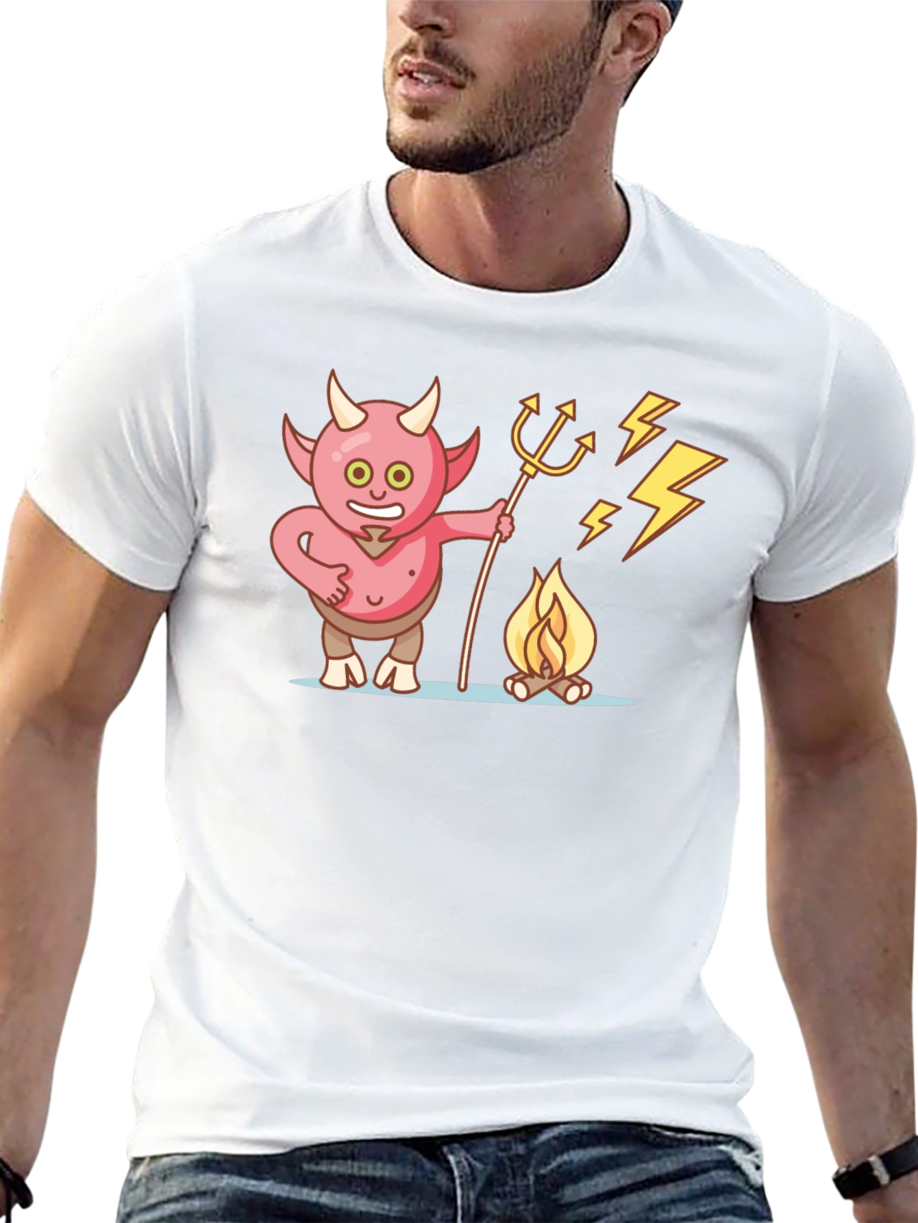 Devil Campfire Cartoon Graphic T-Shirt