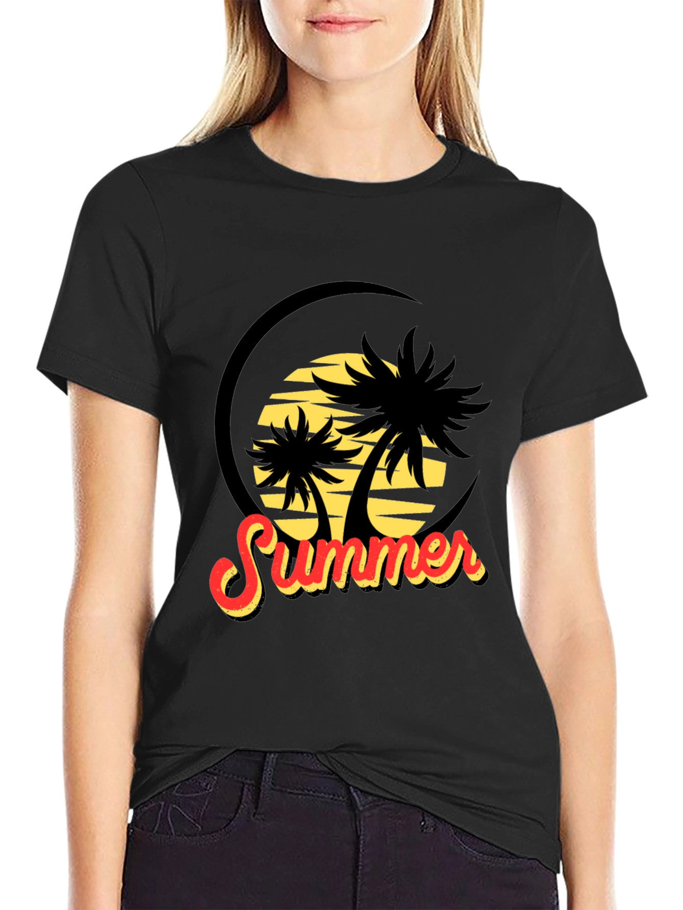 Summer Palms Black Graphic Tee