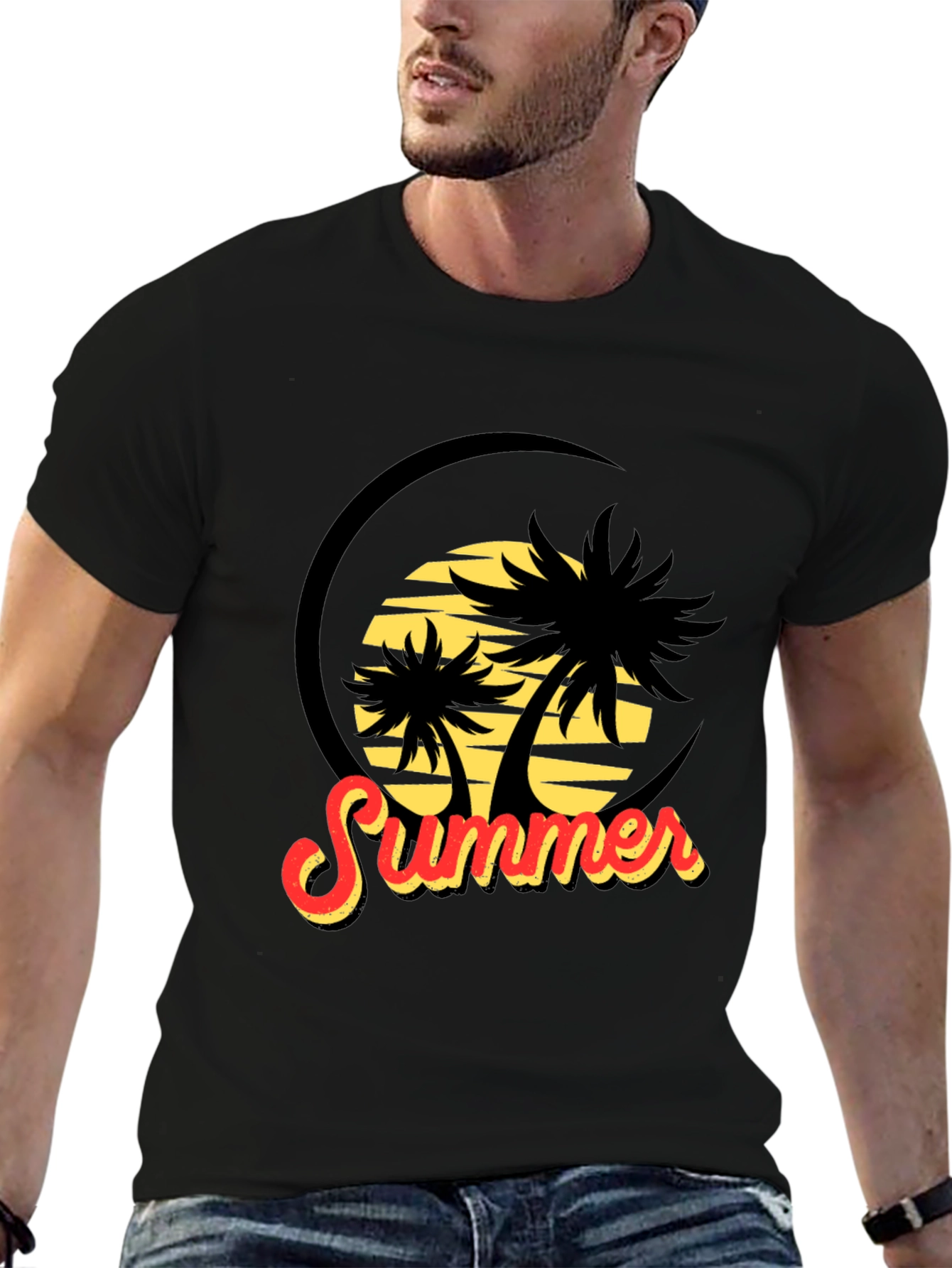 Summer Palms Black Graphic Tee
