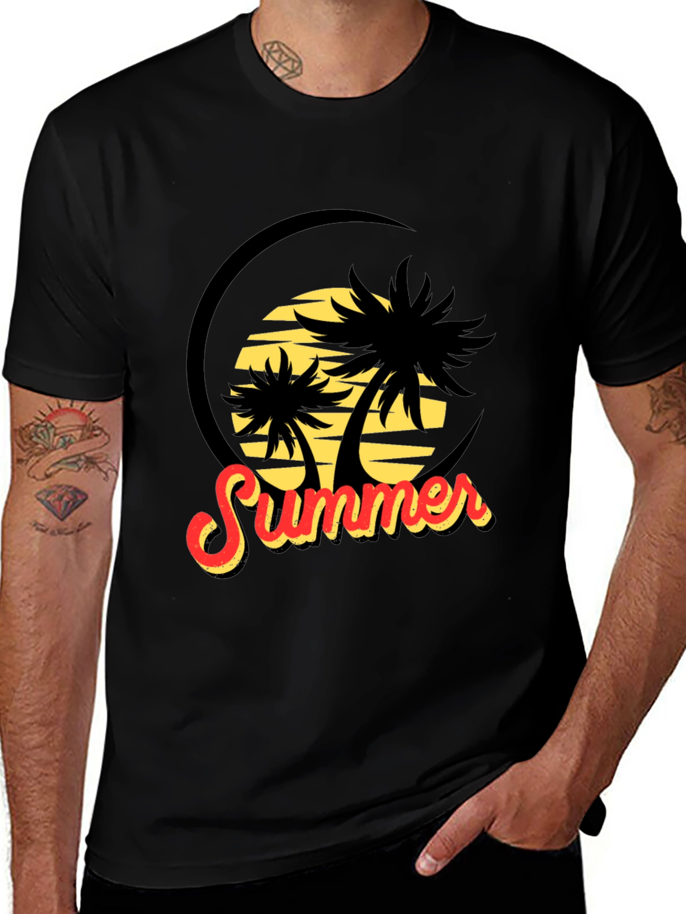 Summer Palms Black Graphic Tee