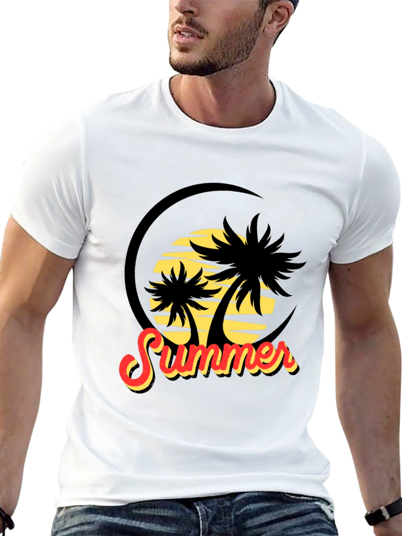 Summer Palms Black Graphic Tee