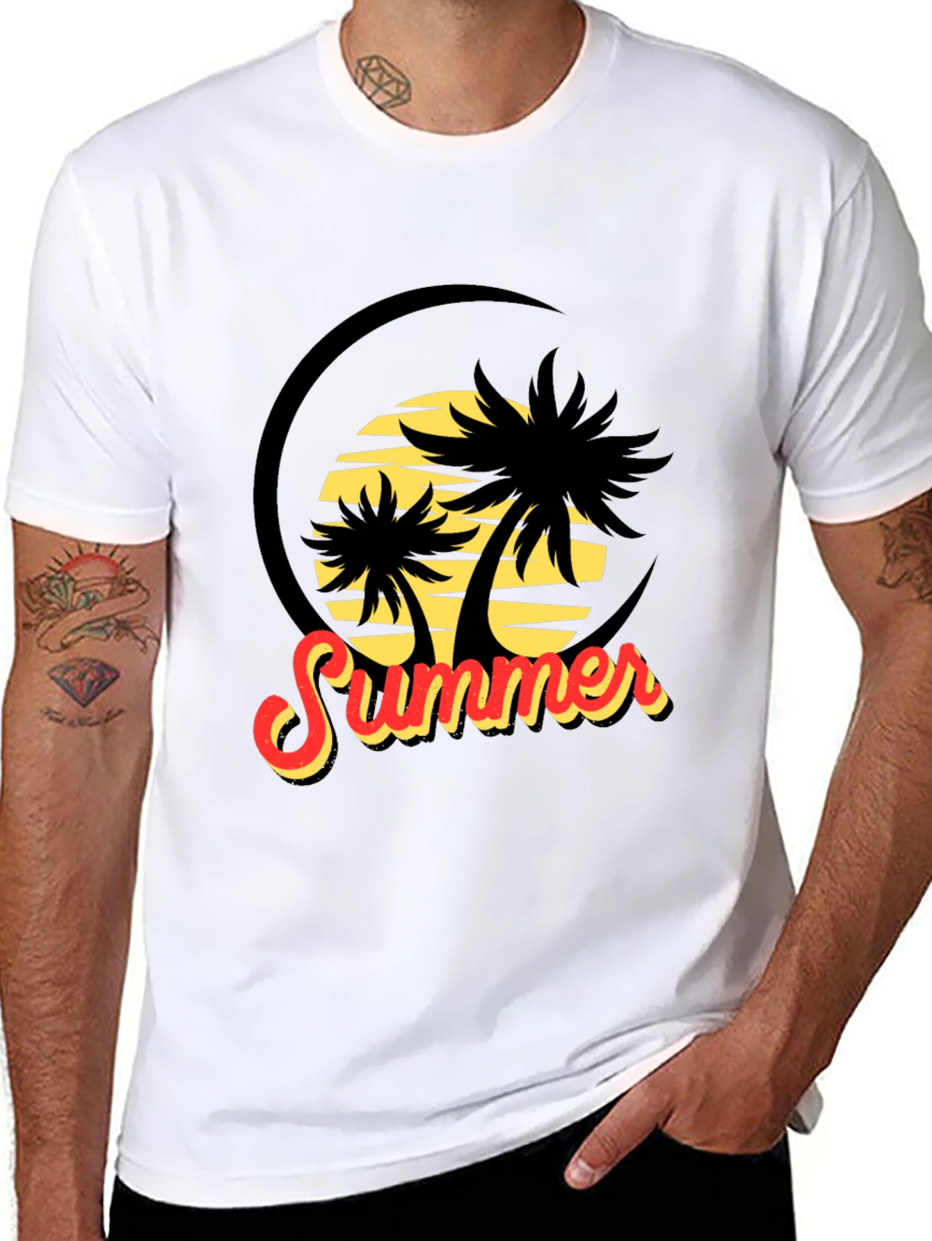 Summer Palms Black Graphic Tee
