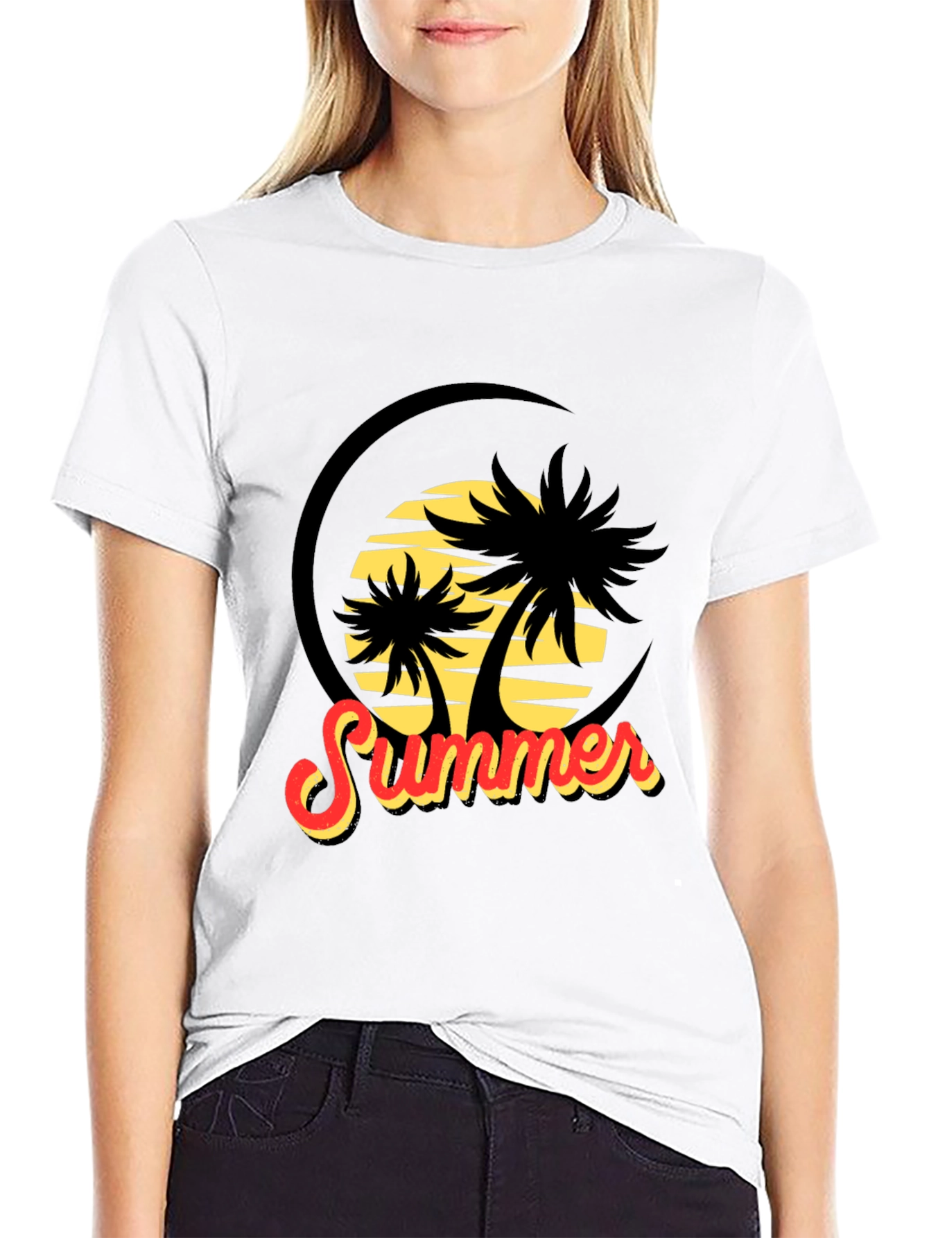 Summer Palms Black Graphic Tee