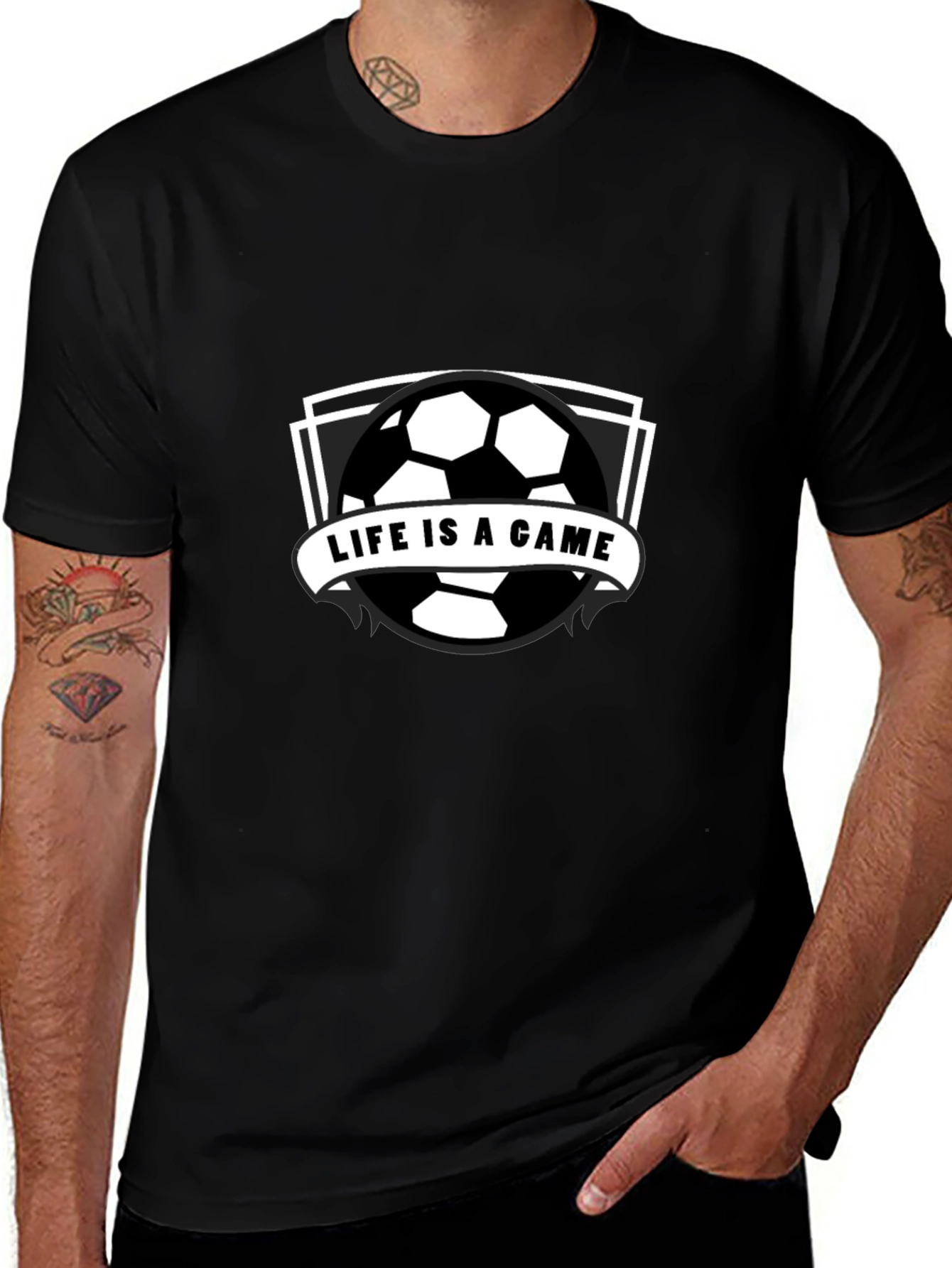 Life is a Game Soccer Ball Graphic T-Shirt