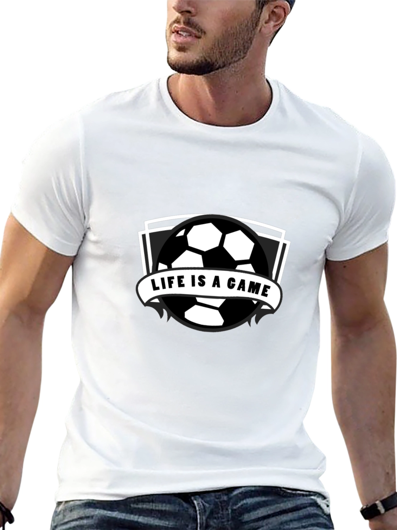 Life is a Game Soccer Ball Graphic T-Shirt