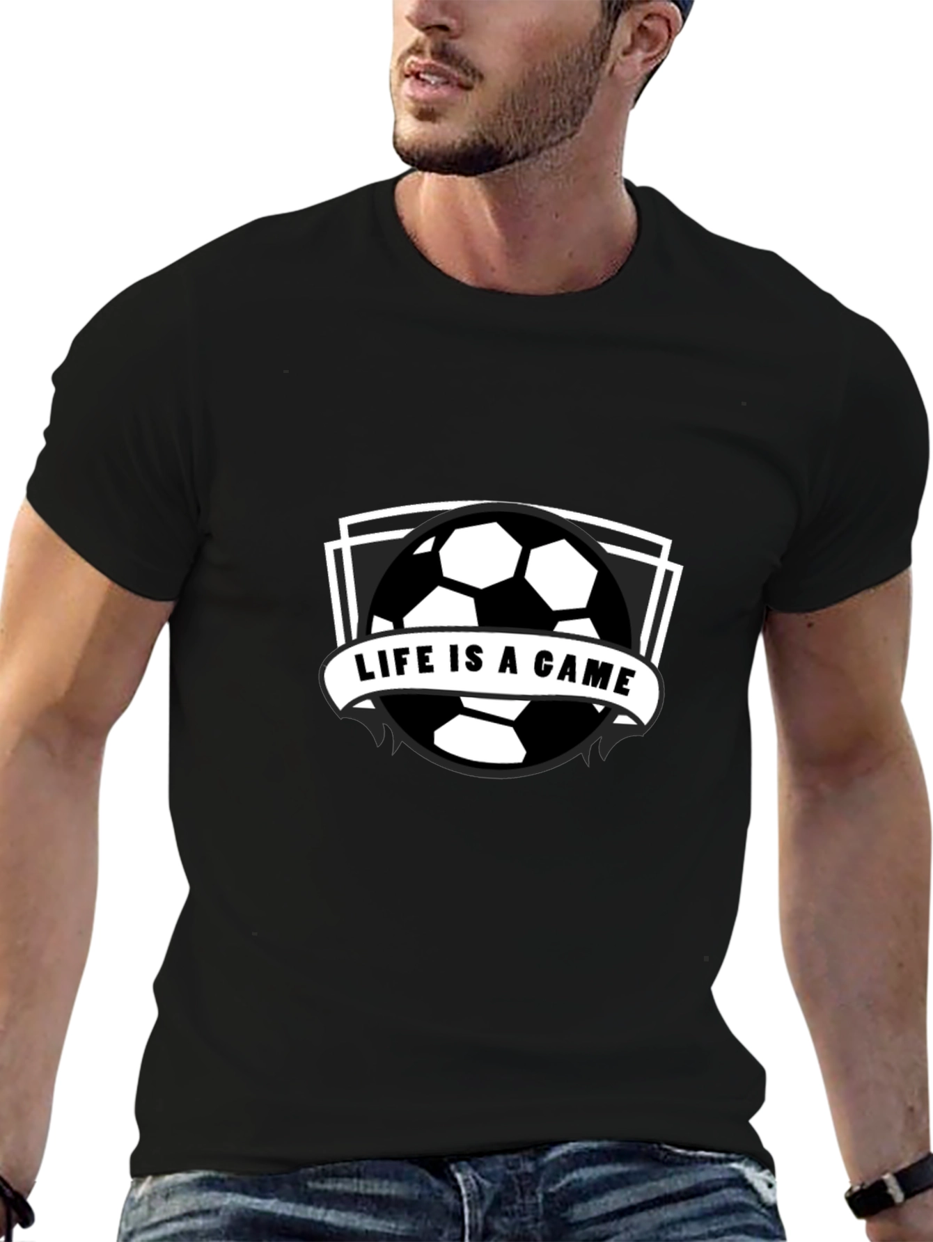 Life is a Game Soccer Ball Graphic T-Shirt