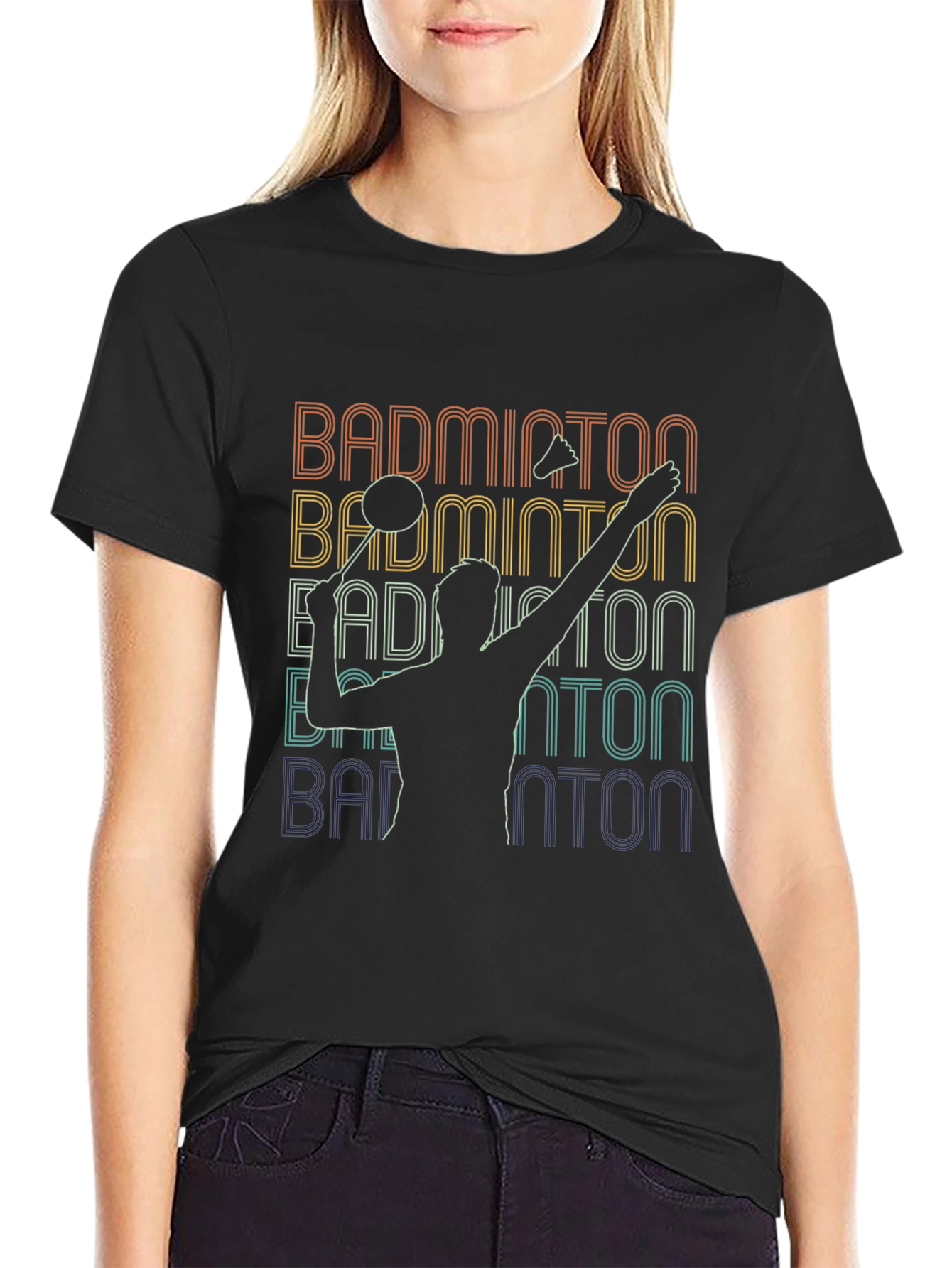 Retro Badminton Player T-Shirt