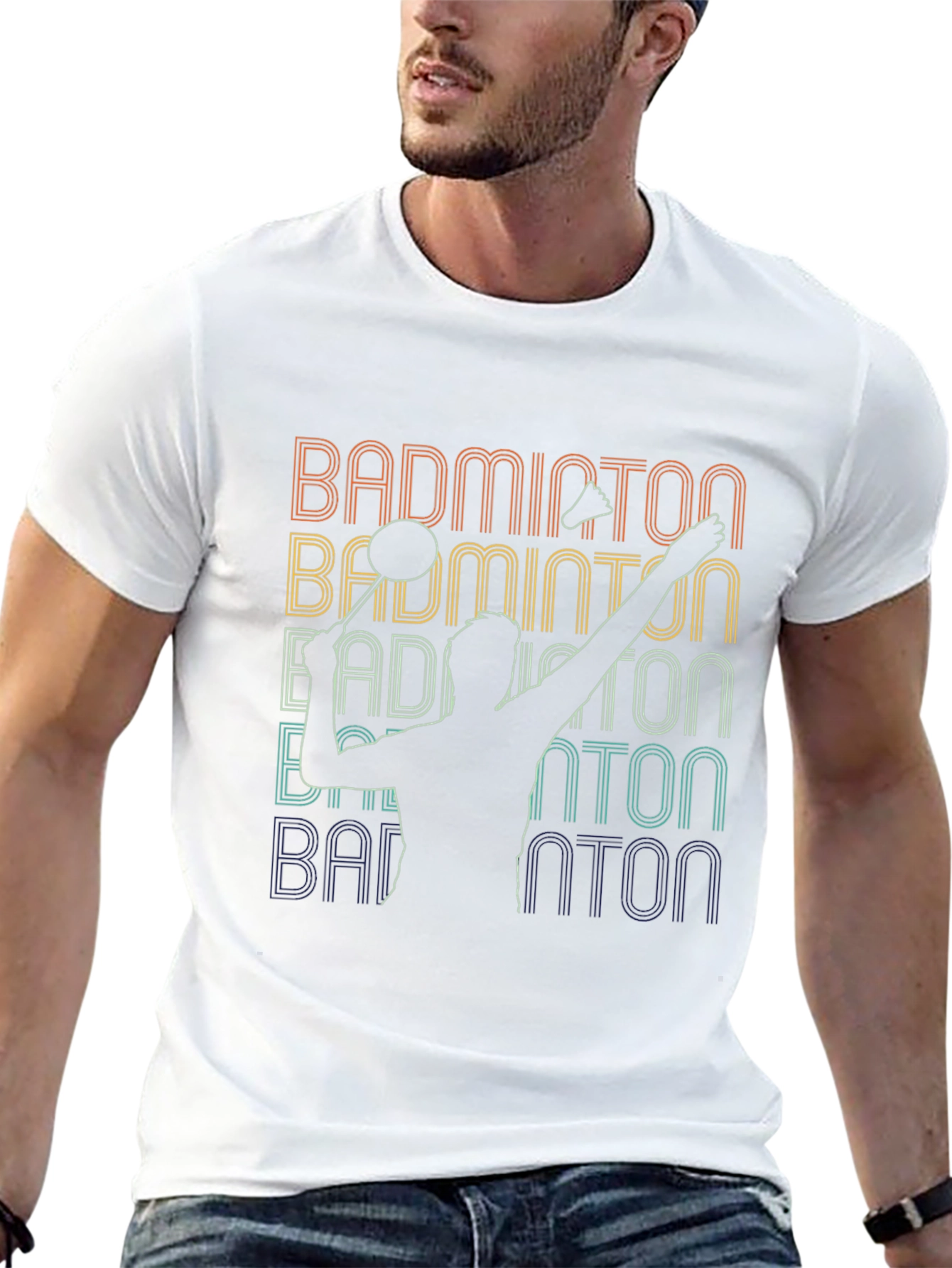 Retro Badminton Player T-Shirt