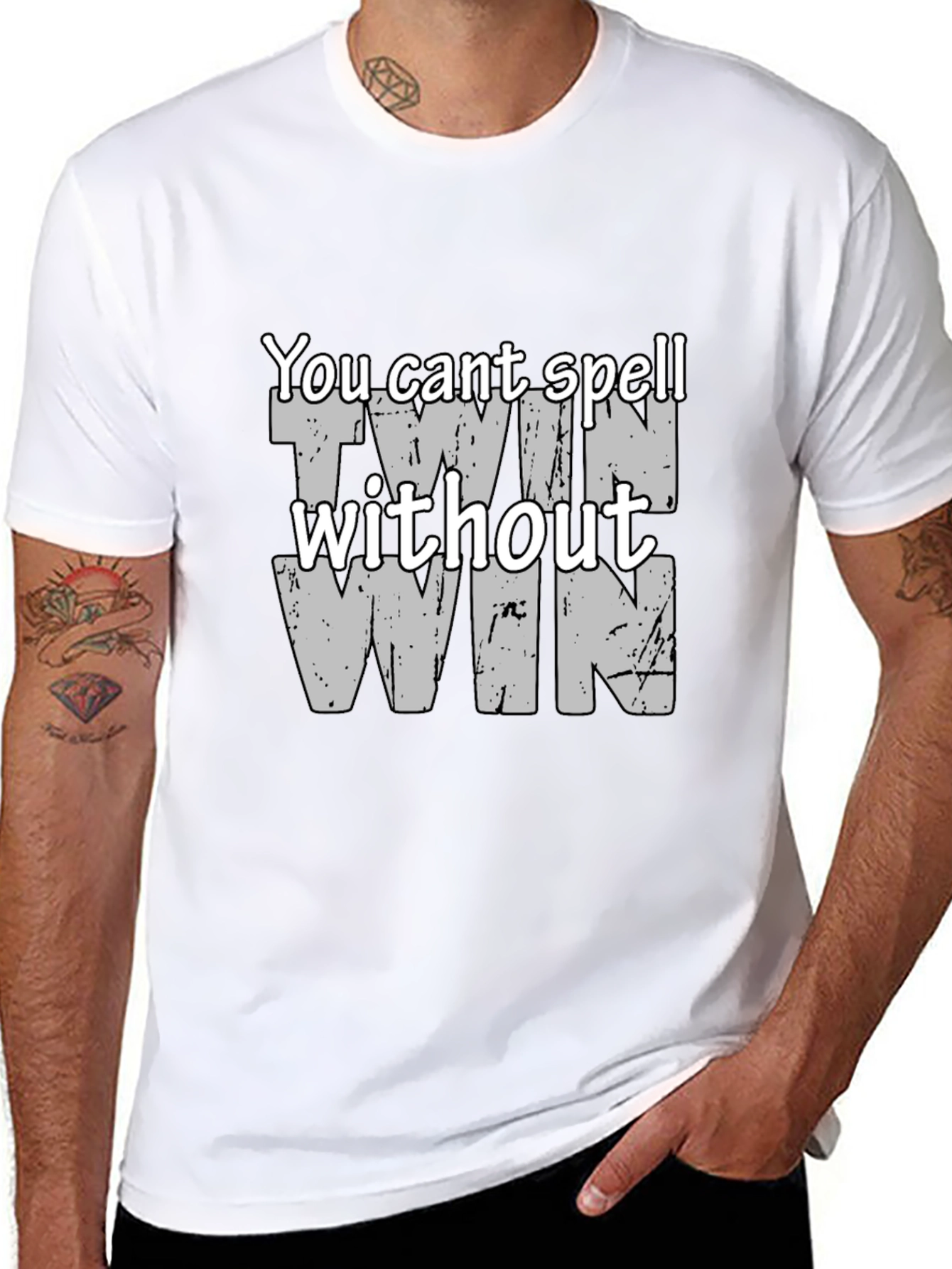 Twin Win Graphic Tee - Black Cotton Blend T-Shirt